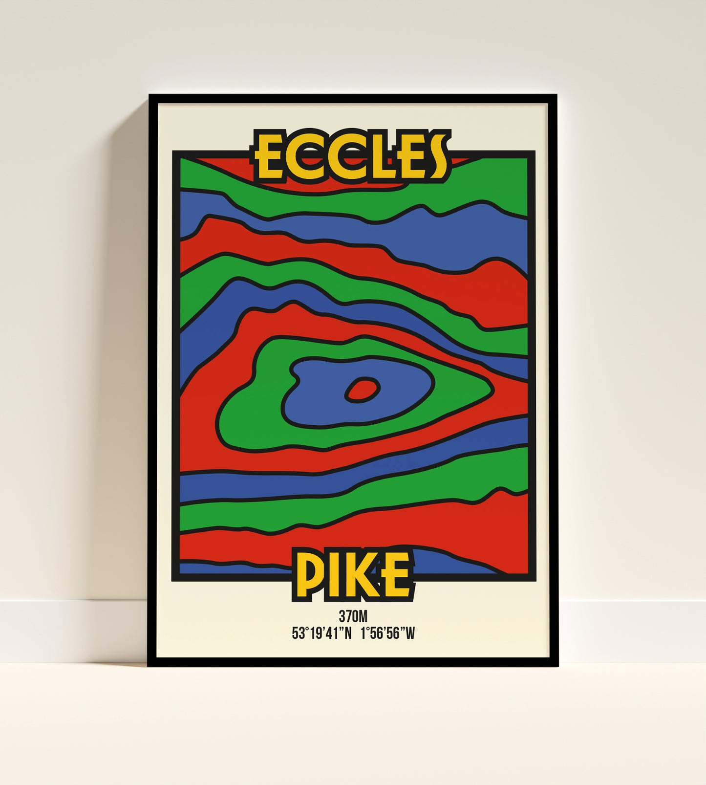 Eccles Pike High Peak Art Print | Illustrated Topographic Contour Map Poster