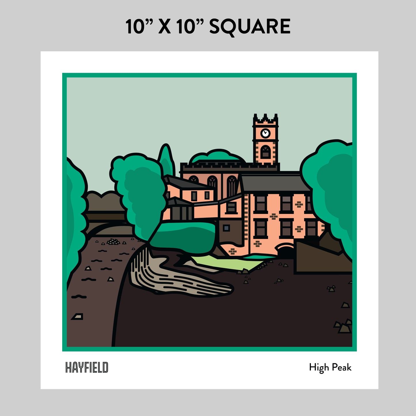 Hayfield High Peak Art Print | Derbyshire Travel Poster