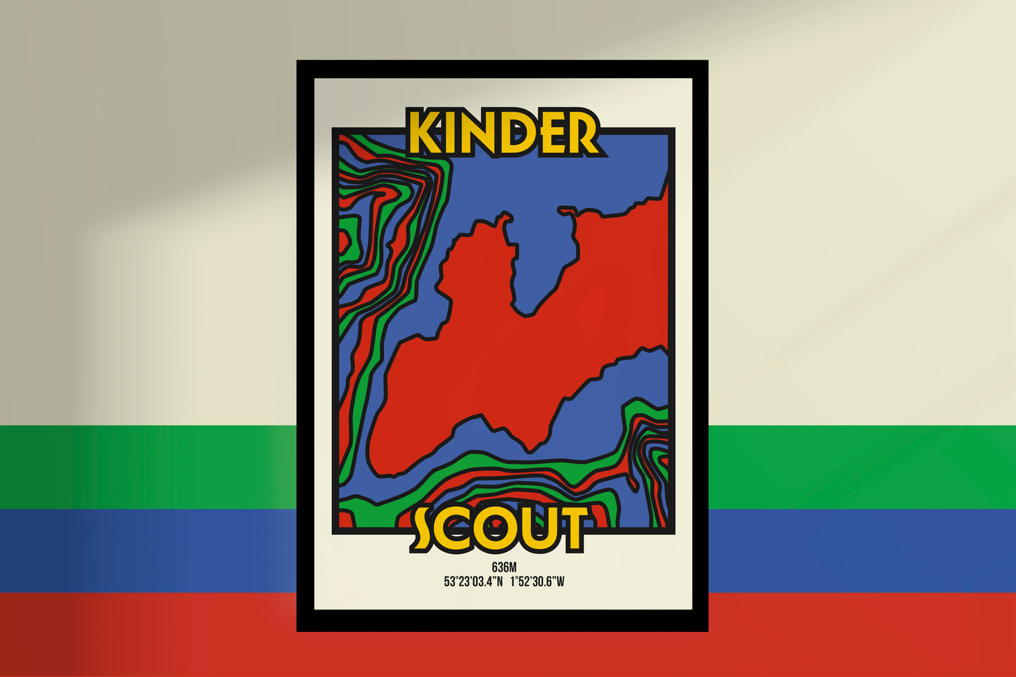 Kinder Scout Peak District Art Print | Illustrated Topographic Contour Map Poster