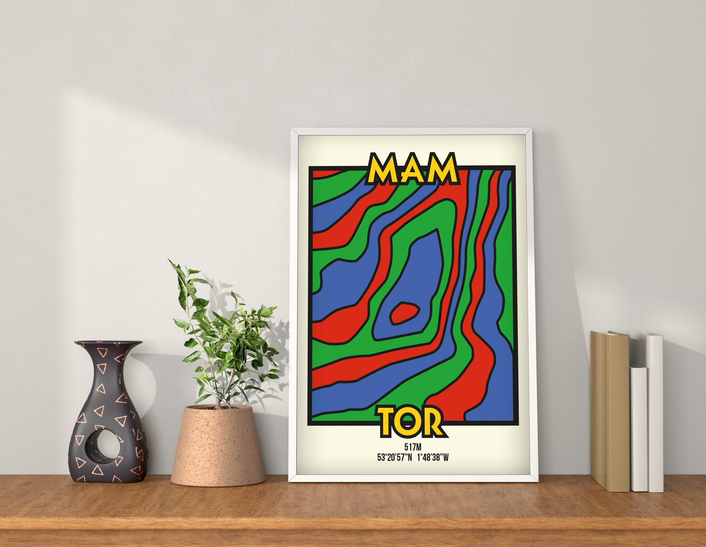 Mam Tor Peak District Art Print | Illustrated Topographic Contour Map Poster