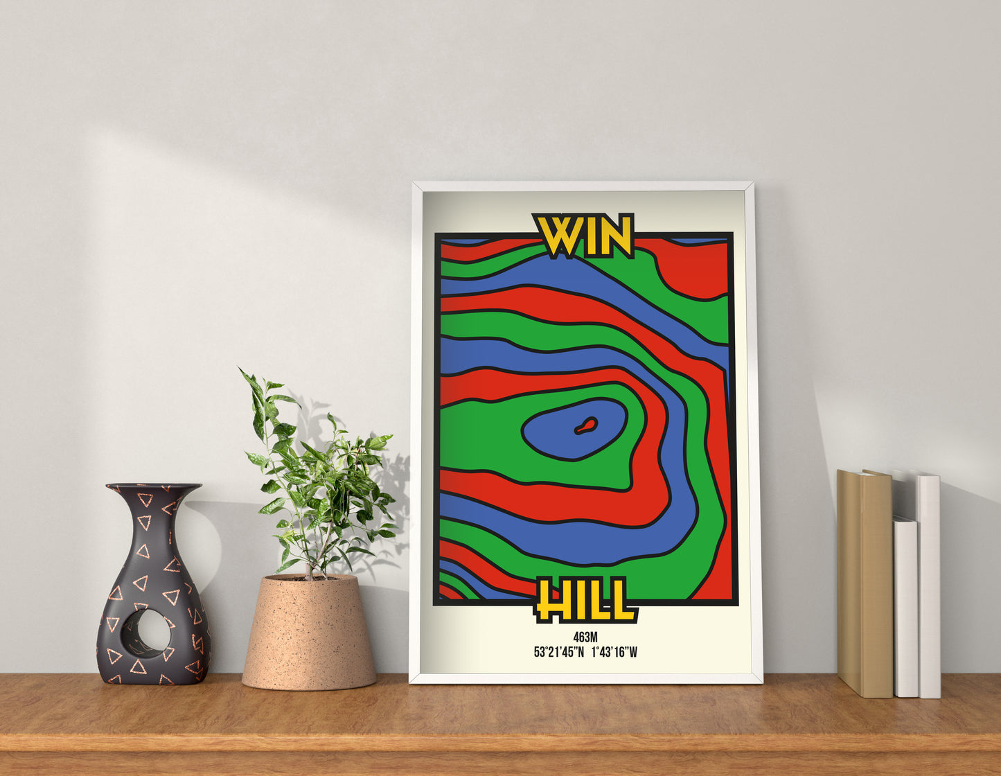 Win Hill Peak District Art Print | Illustrated Topographic Contour Map Poster