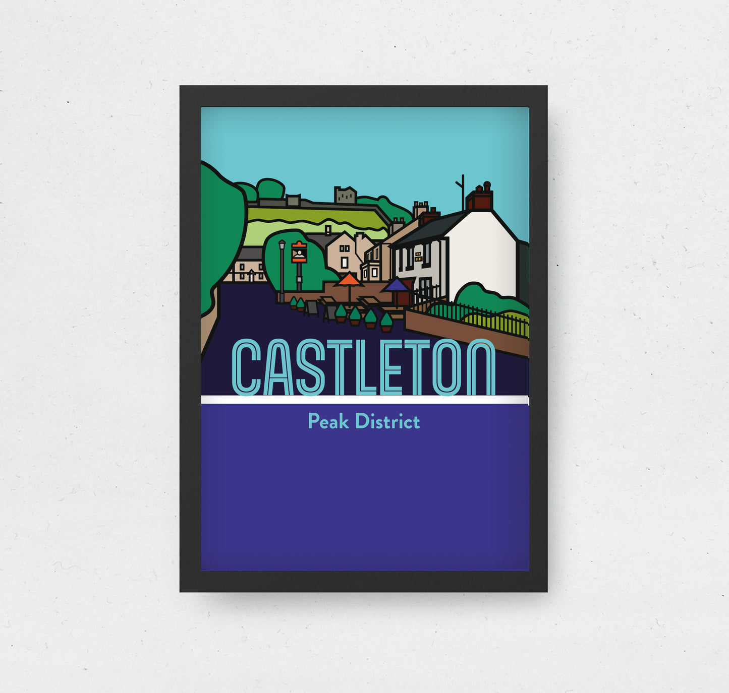 Castleton Peak District Art Print | Illustrated Travel Poster