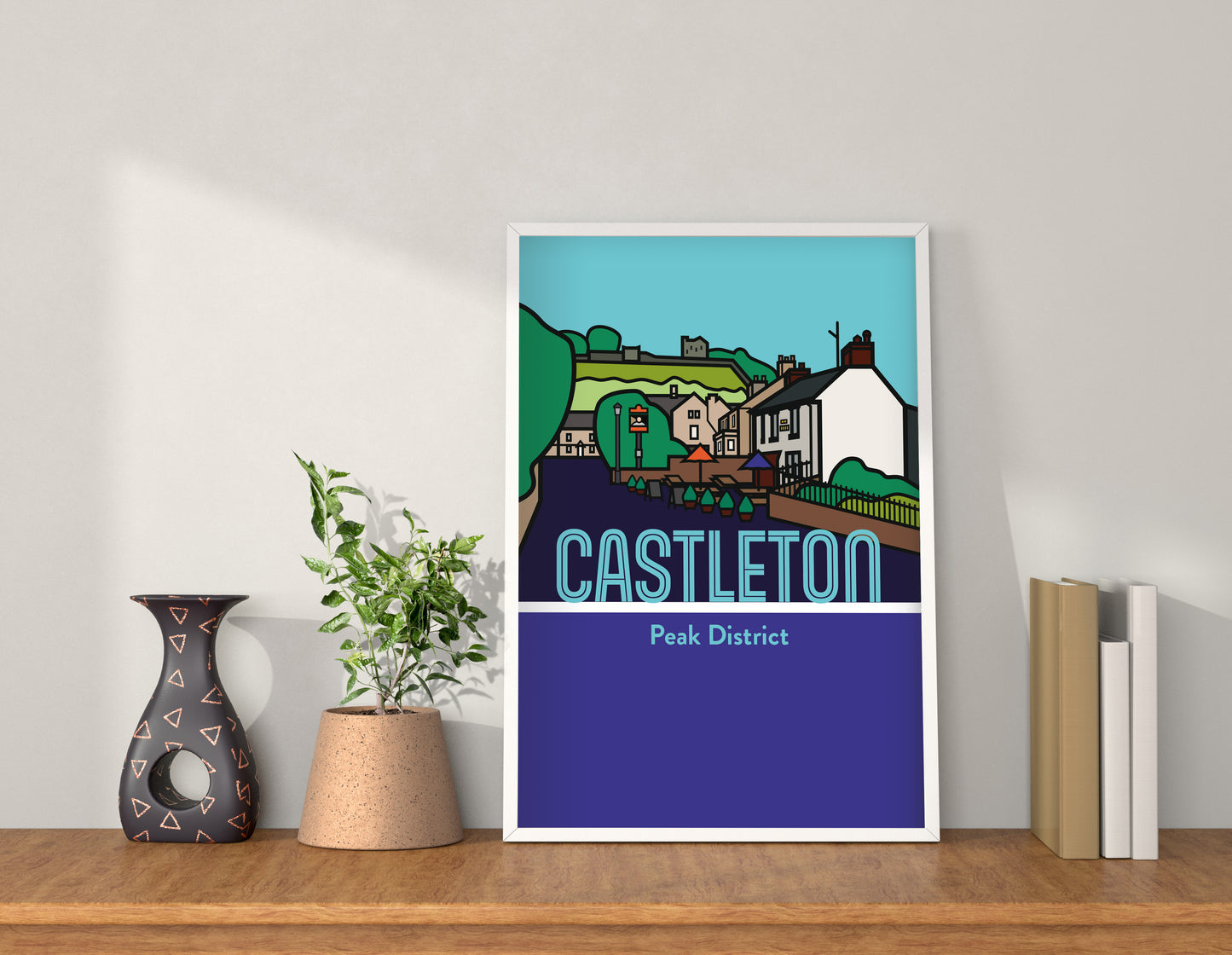 Castleton Peak District Art Print | Illustrated Travel Poster