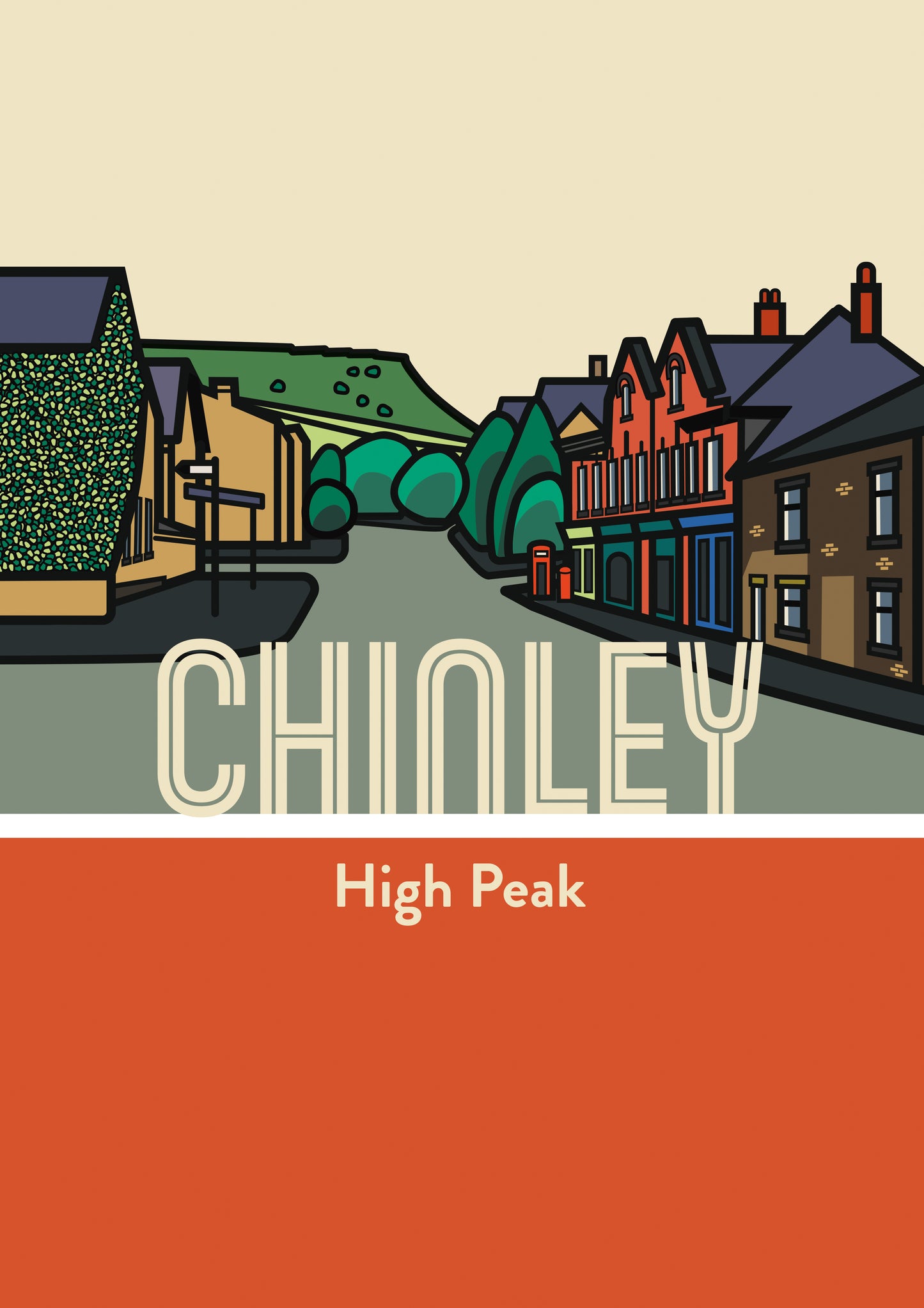 Chinley High Peak Art Print | Illustrated Travel Poster