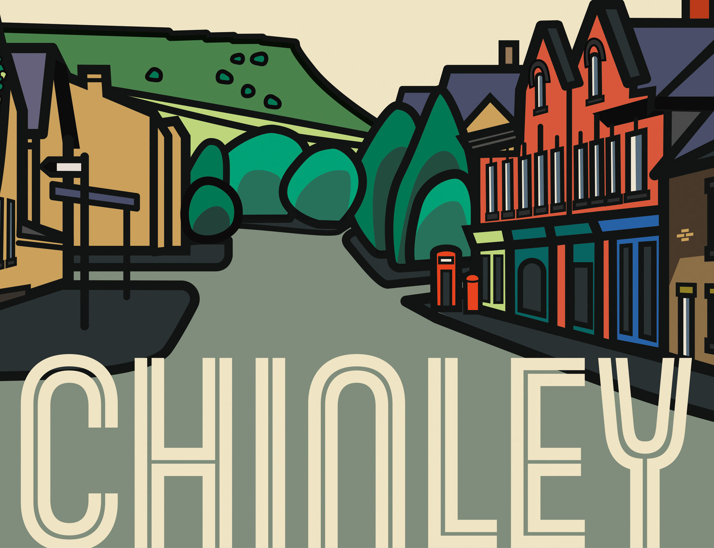 Chinley High Peak Art Print | Illustrated Travel Poster