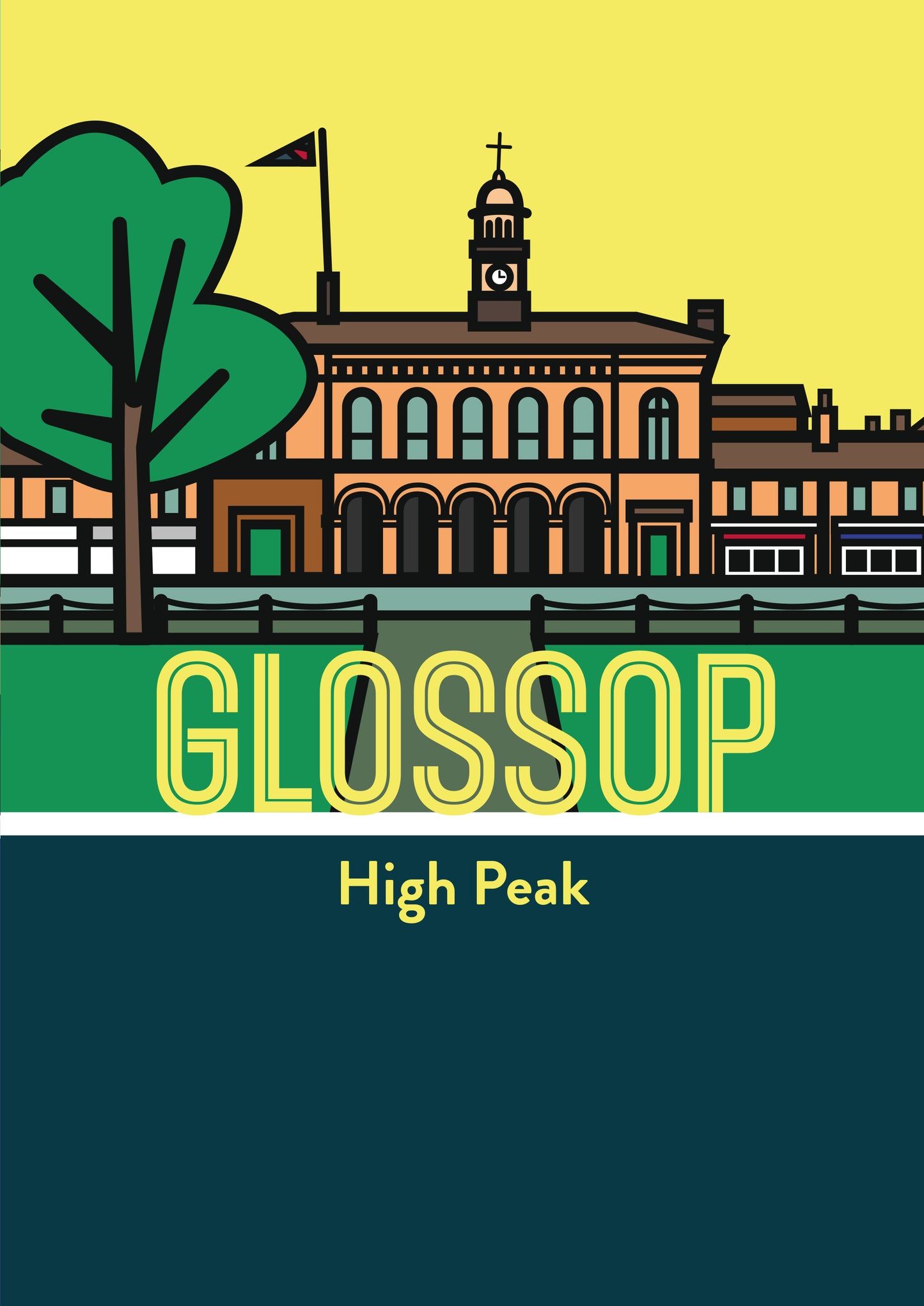 Glossop High Peak Art Print | Illustrated Travel Poster