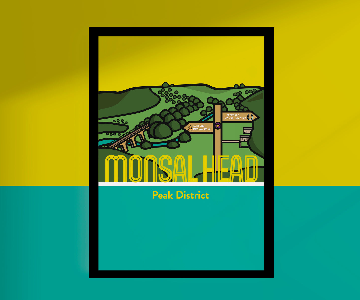 Monsal Head Peak District Art Print | Illustrated Travel Poster