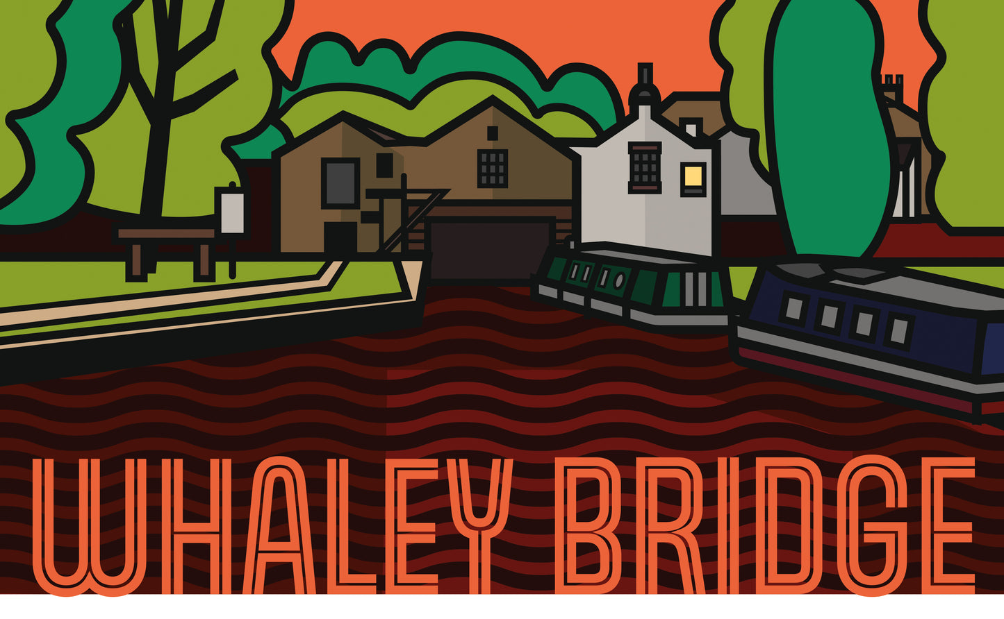 Whaley Bridge High Peak Art Print | Illustrated Travel Poster