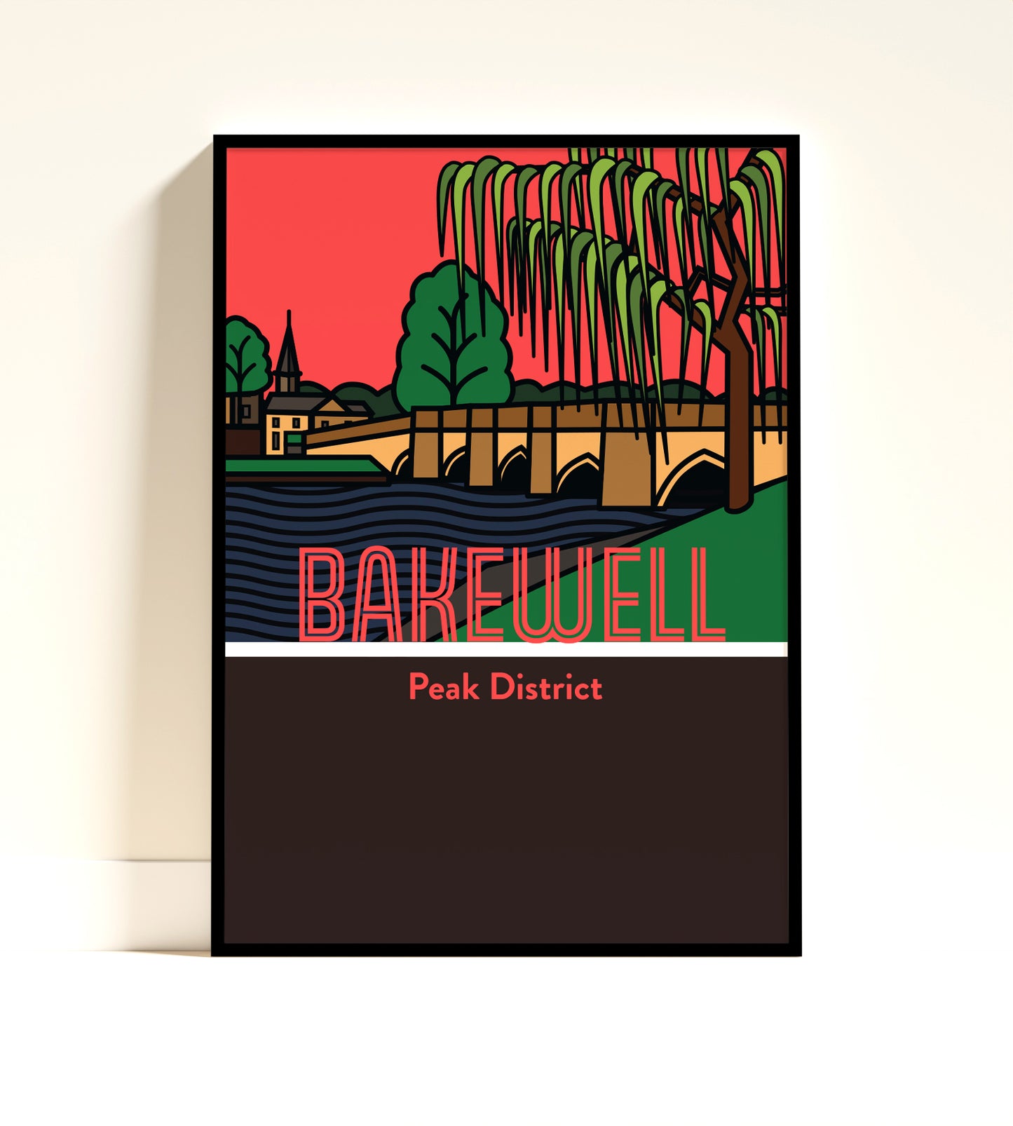 Bakewell Peak District Art Print | Illustrated Travel Poster