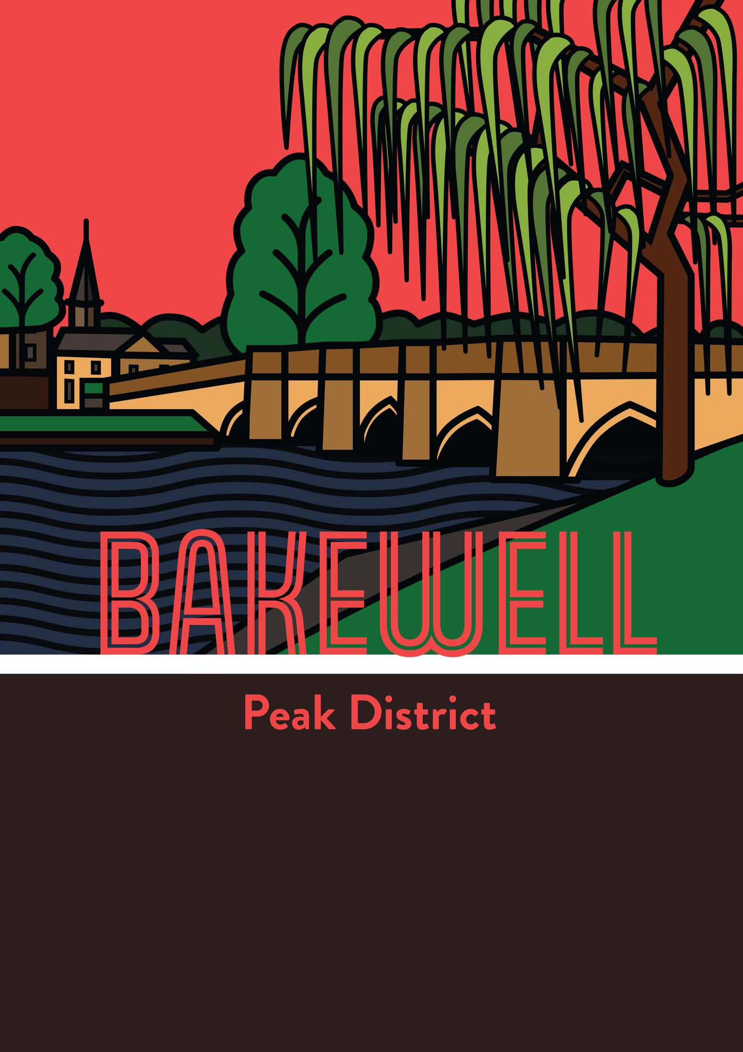Bakewell Peak District Art Print | Illustrated Travel Poster