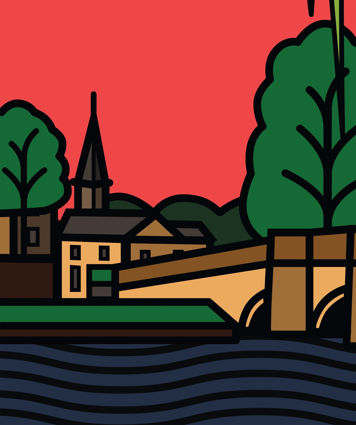 Bakewell Peak District Art Print | Illustrated Travel Poster