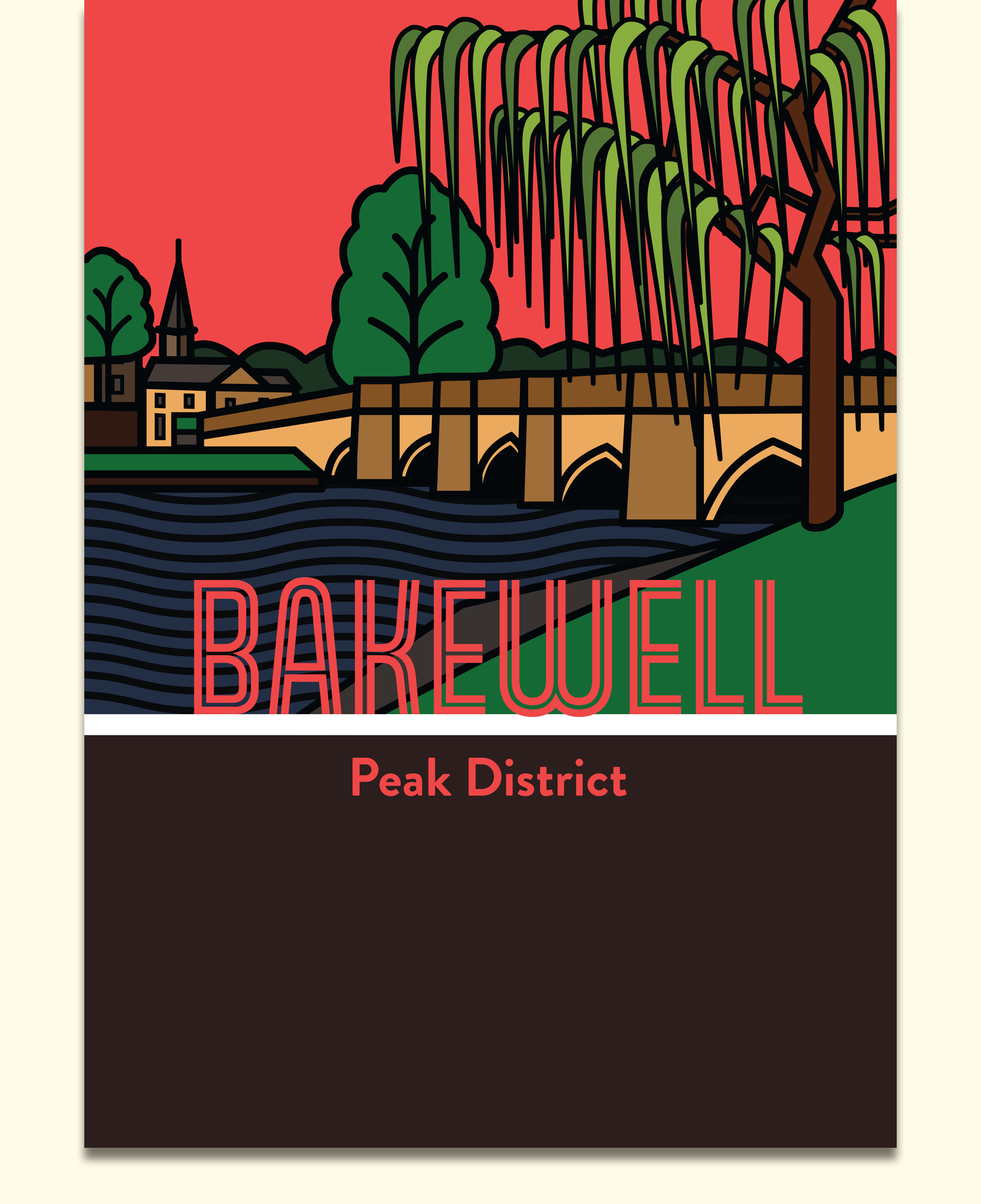 Bakewell Peak District Art Print | Illustrated Travel Poster