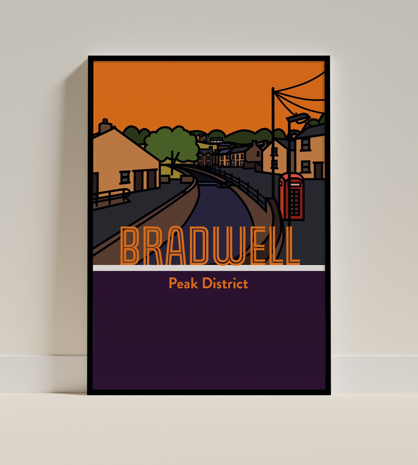 Bradwell Peak District Art Print | Illustrated Travel Poster Derbyshire