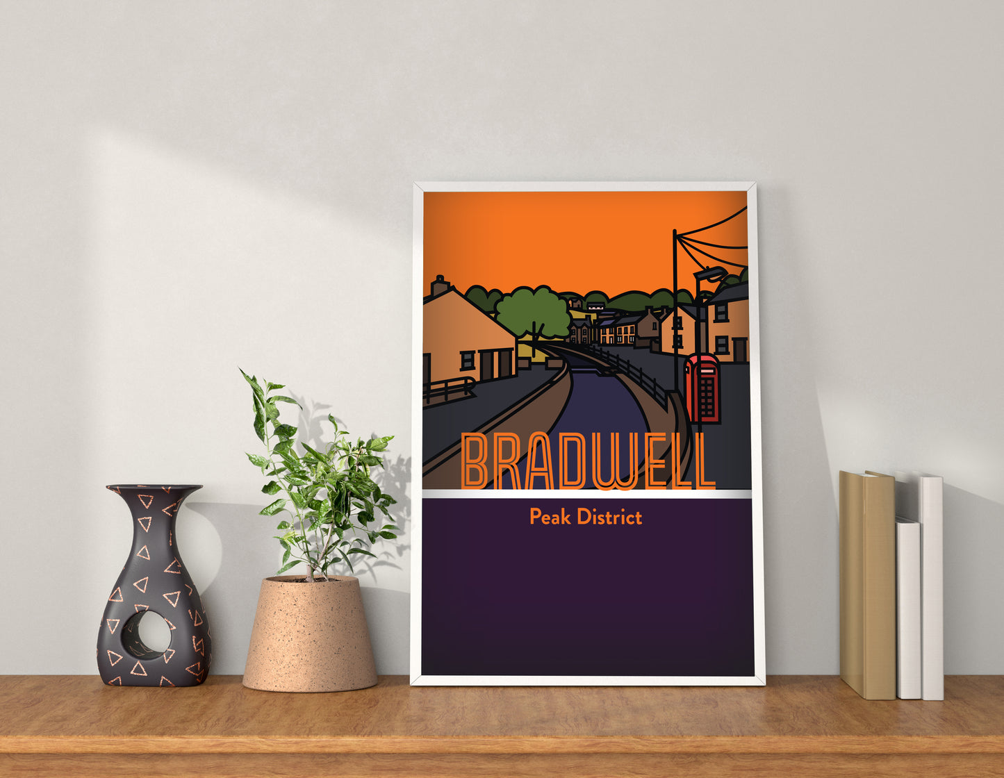 Bradwell Peak District Art Print | Illustrated Travel Poster Derbyshire