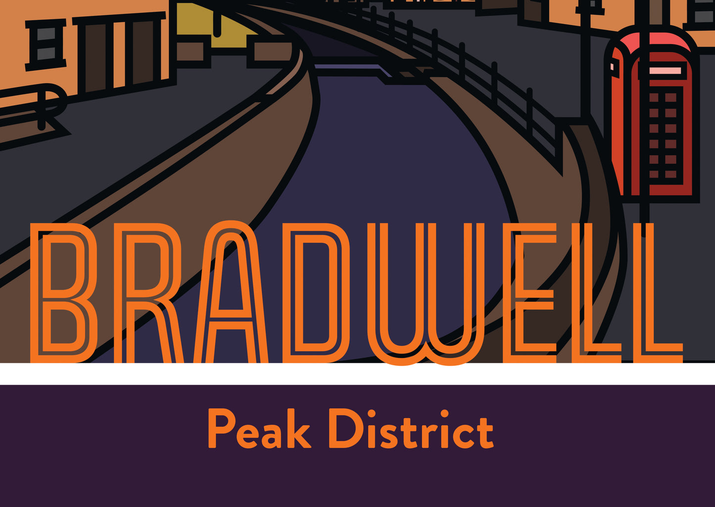 Bradwell Peak District Art Print | Illustrated Travel Poster Derbyshire