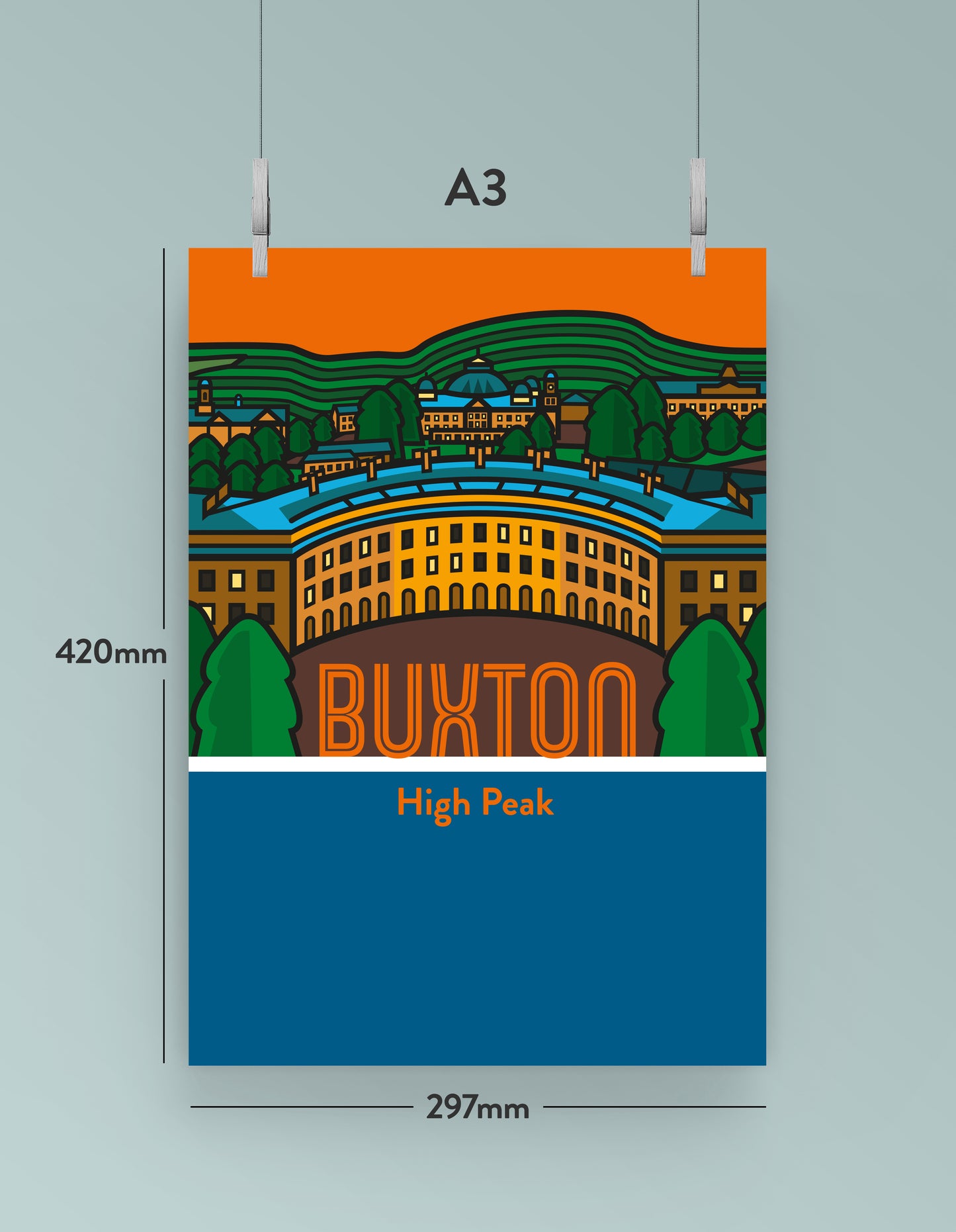 Buxton High Peak Art Print | Illustrated Travel Poster