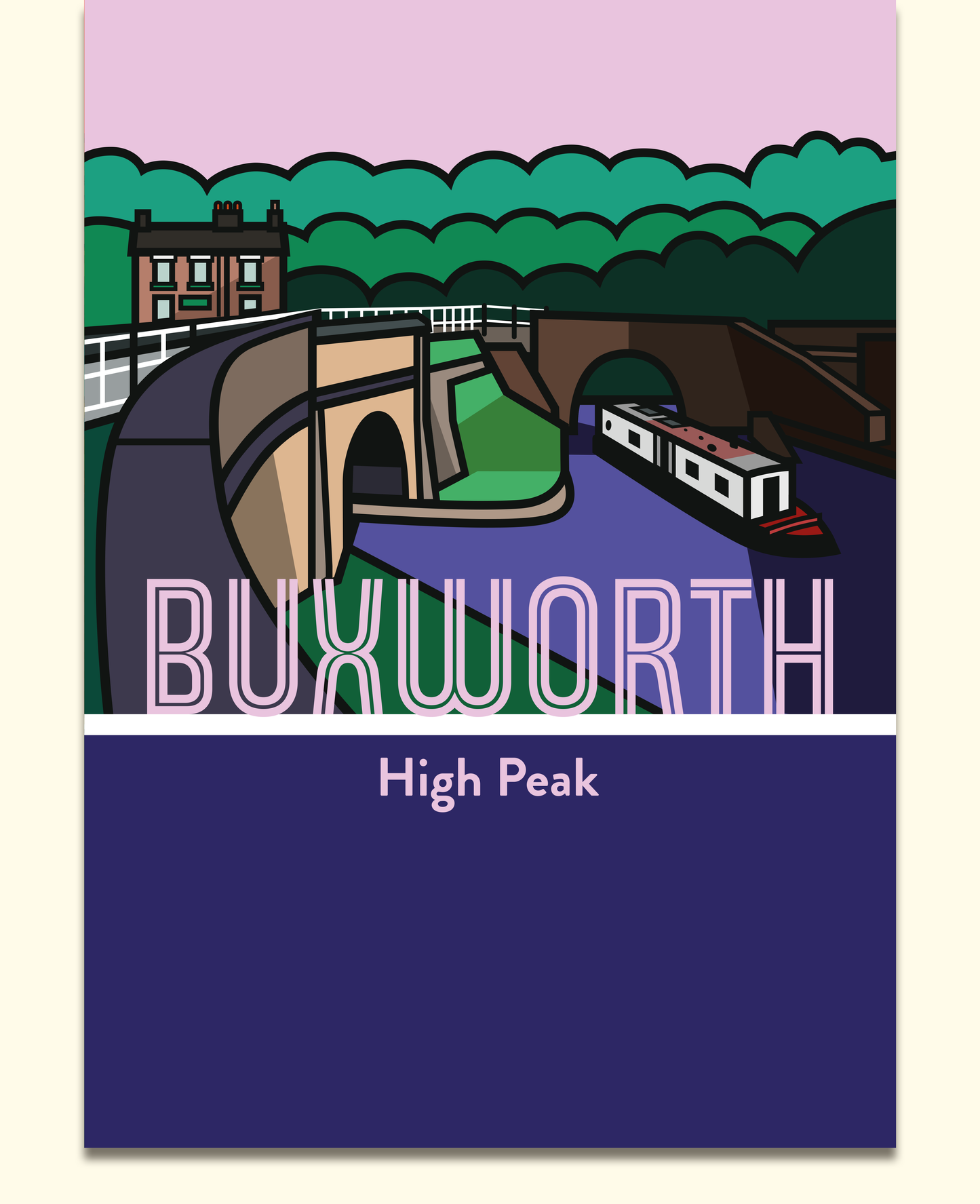 Buxworth Bugsworth Basin High Peak Art Print | Illustrated Travel Poster