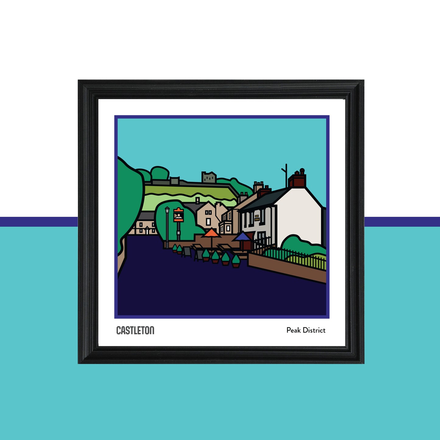Castleton Peak District Art Print | Illustrated Travel Poster