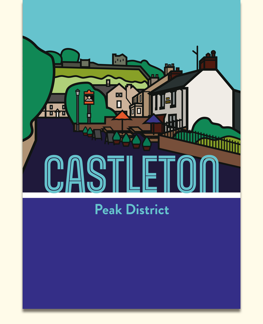 Castleton Peak District Art Print | Illustrated Travel Poster