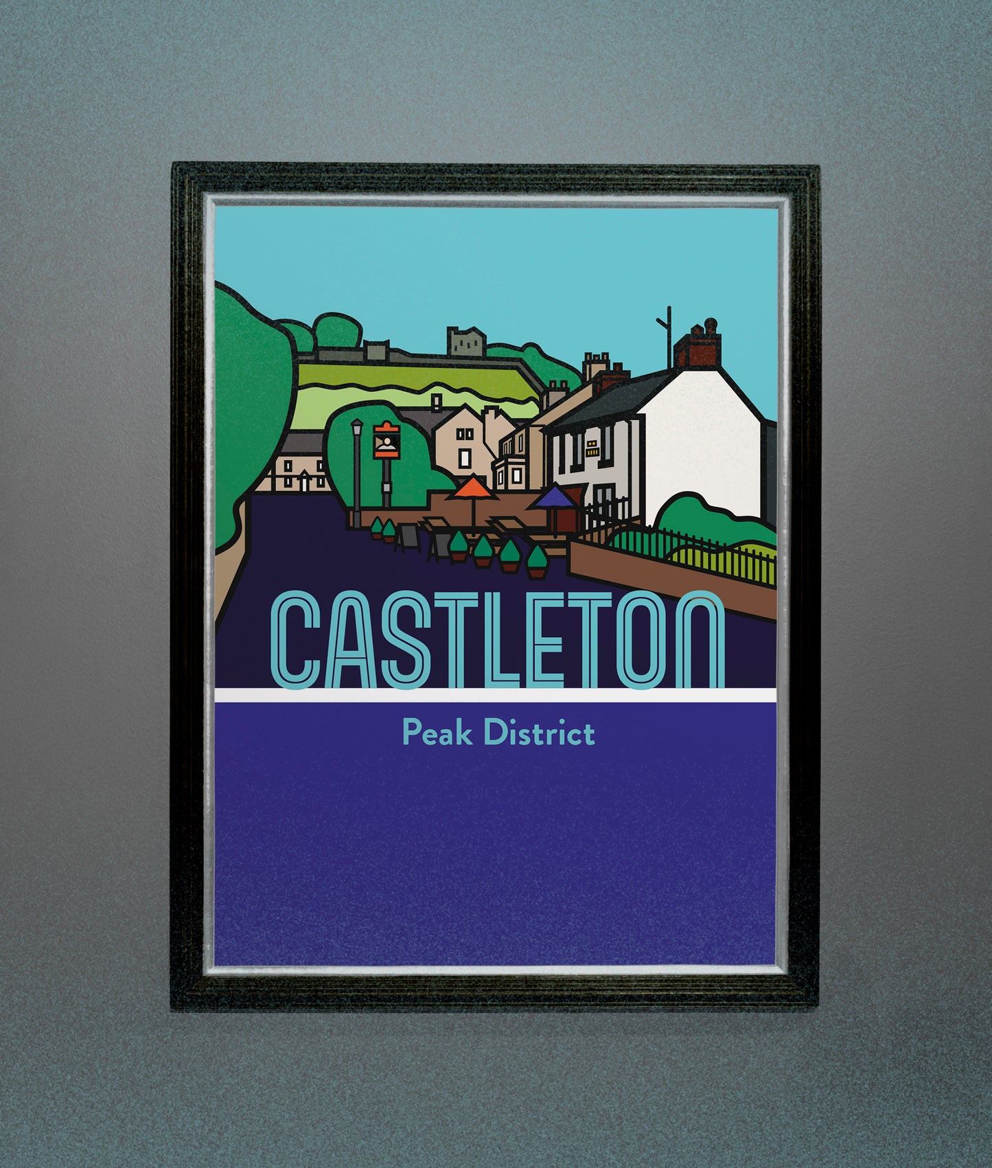 Castleton Peak District Art Print | Illustrated Travel Poster