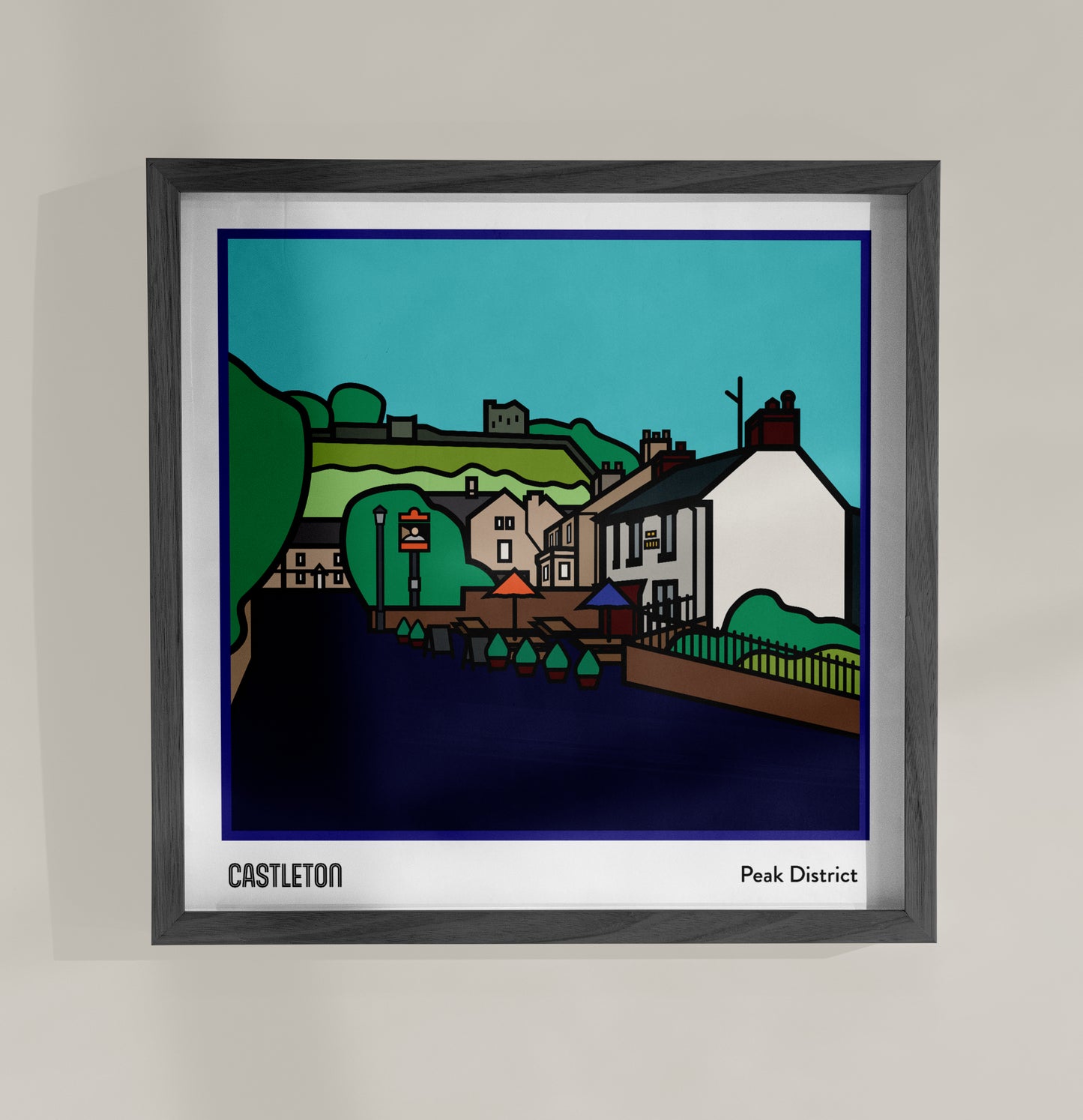 Castleton Peak District Art Print | Illustrated Travel Poster