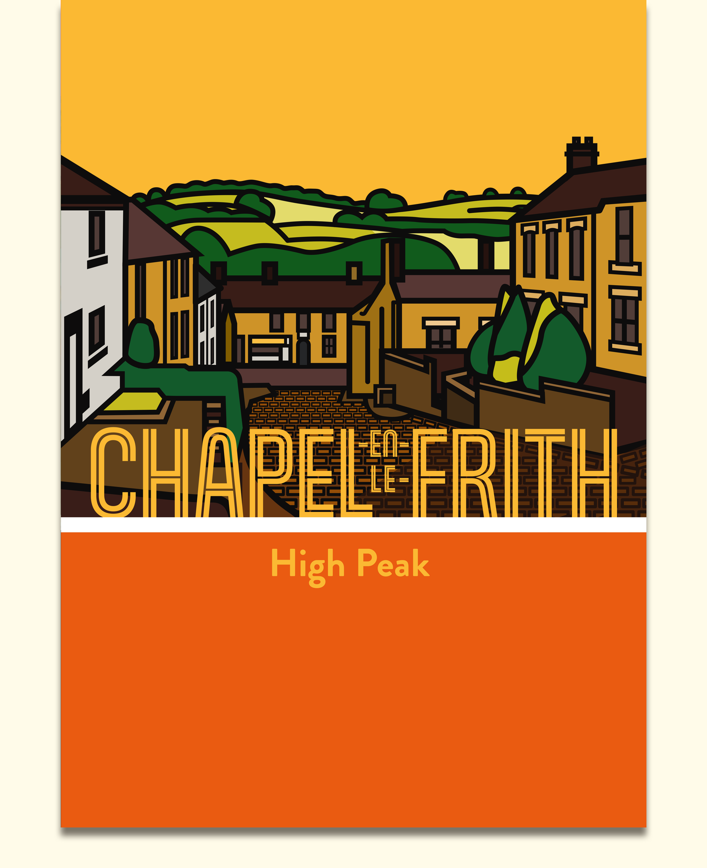 Chapel en le Frith High Peak Art Print | Illustrated Travel Poster