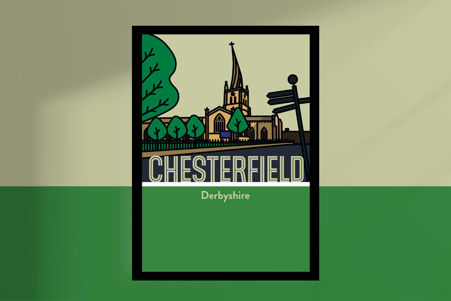 Chesterfield Derbyshire Art Print | Illustrated Travel Poster