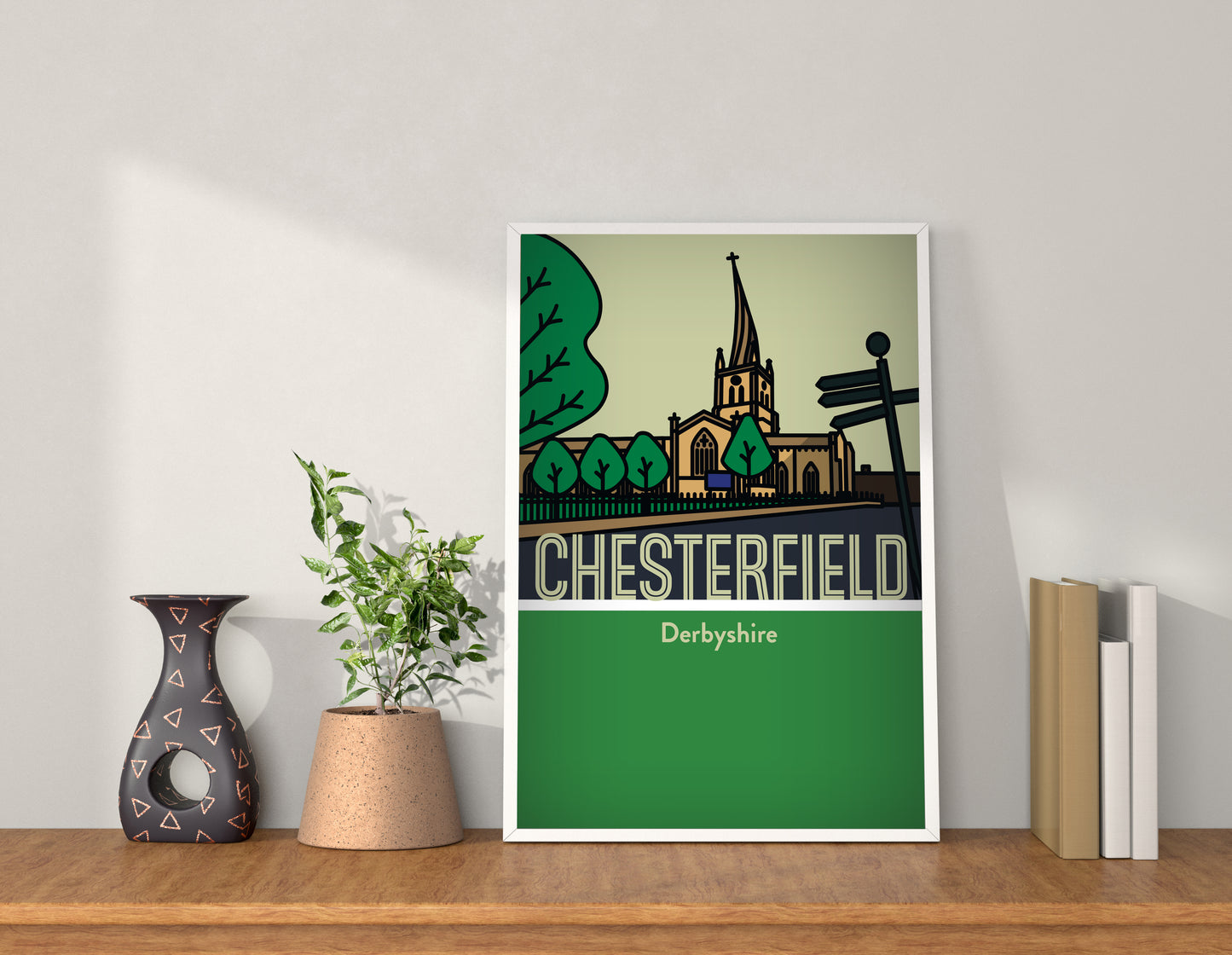 Chesterfield Derbyshire Art Print | Illustrated Travel Poster