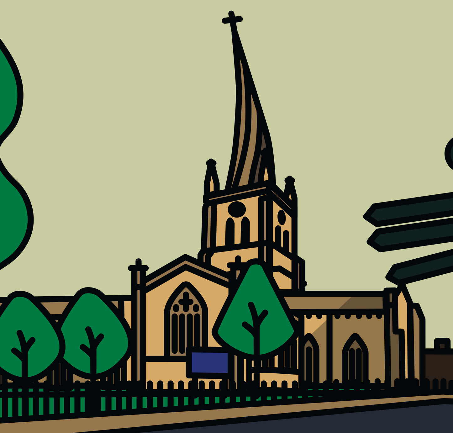 Chesterfield Derbyshire Art Print | Illustrated Travel Poster