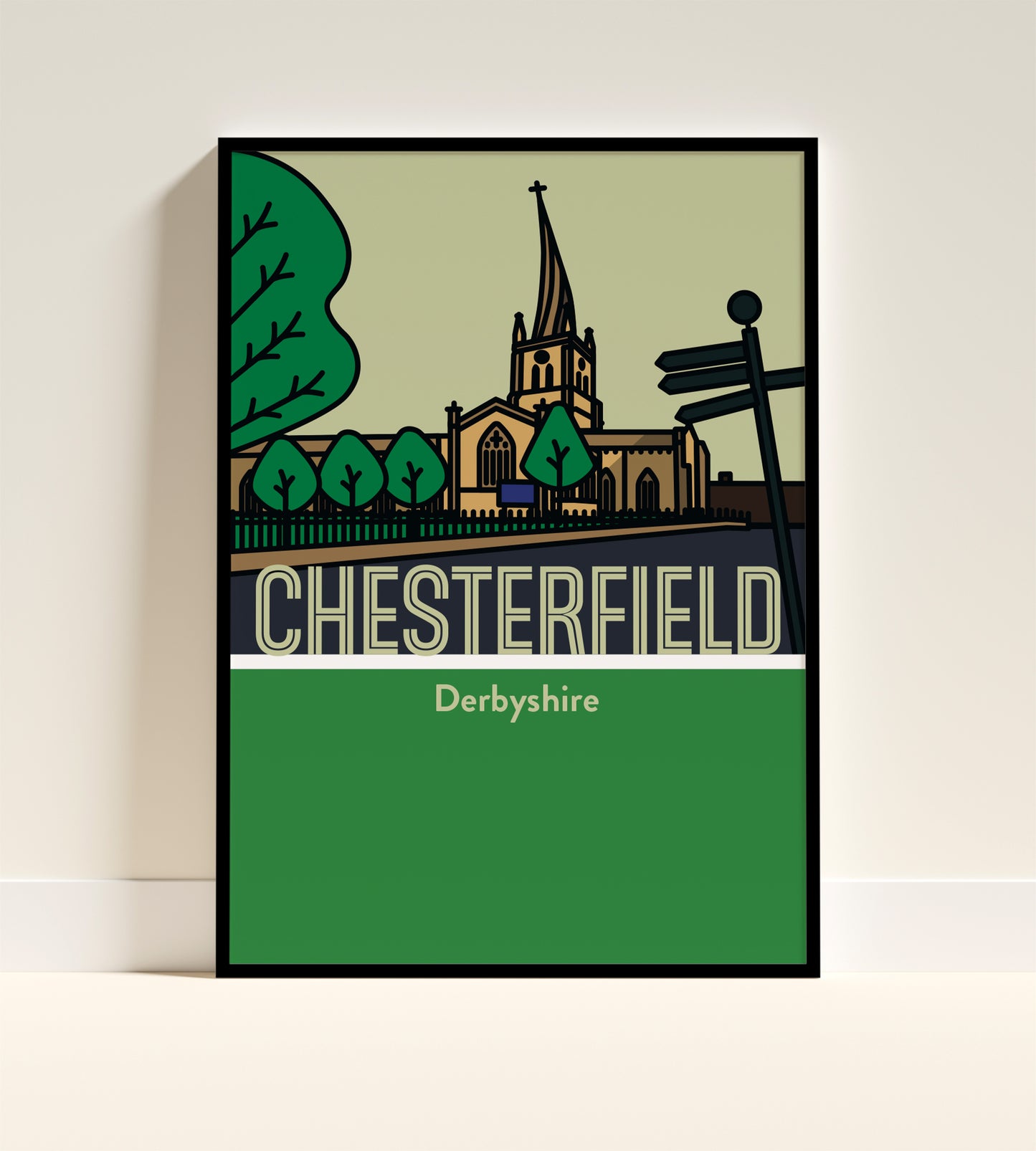 Chesterfield Derbyshire Art Print | Illustrated Travel Poster