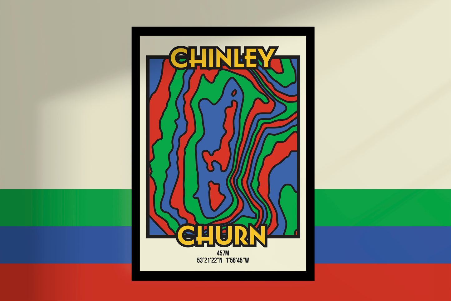 Chinley Churn High Peak Art Print | Illustrated Topographic Contour Map Poster