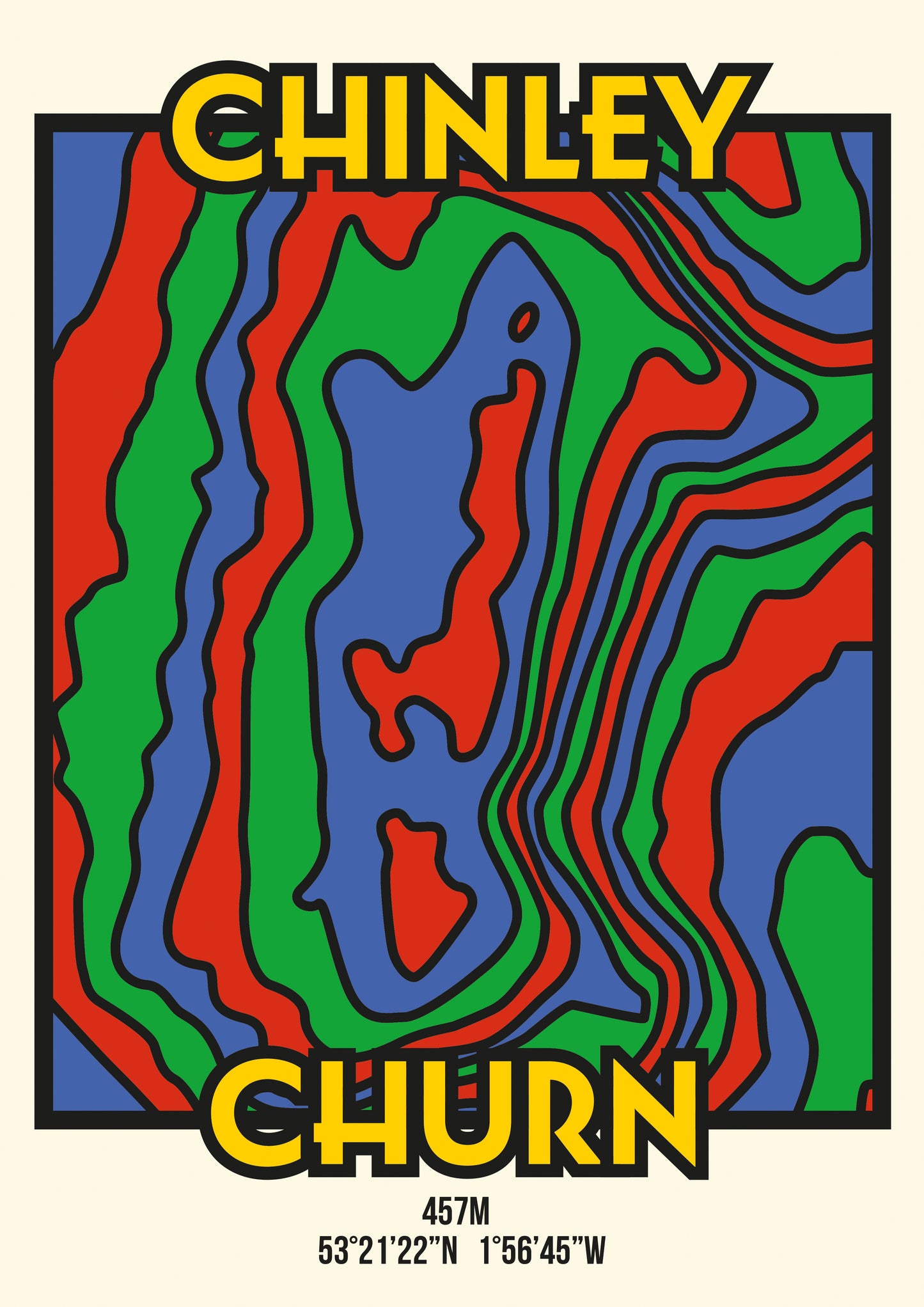Chinley Churn High Peak Art Print | Illustrated Topographic Contour Map Poster