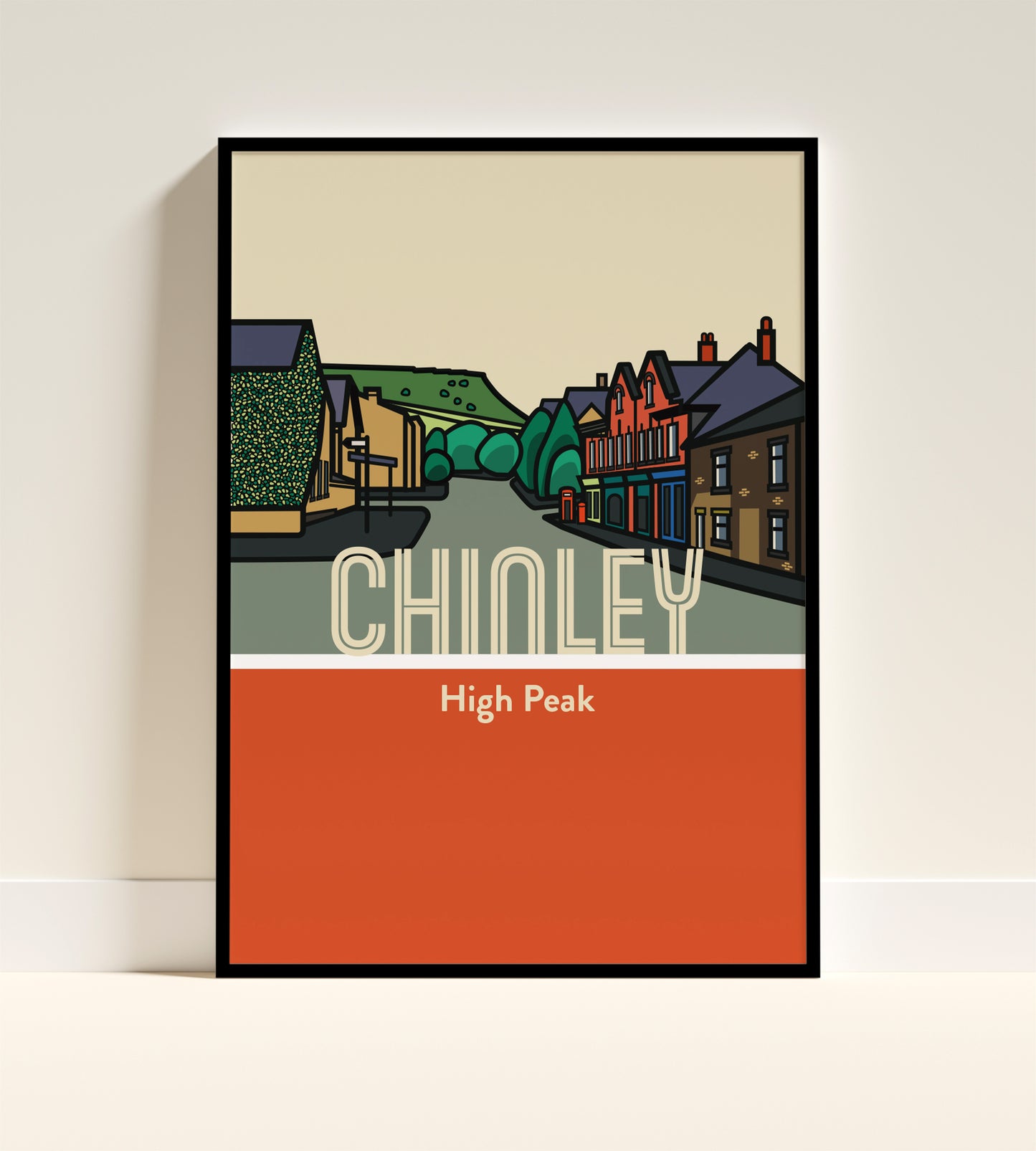 Chinley High Peak Art Print | Illustrated Travel Poster