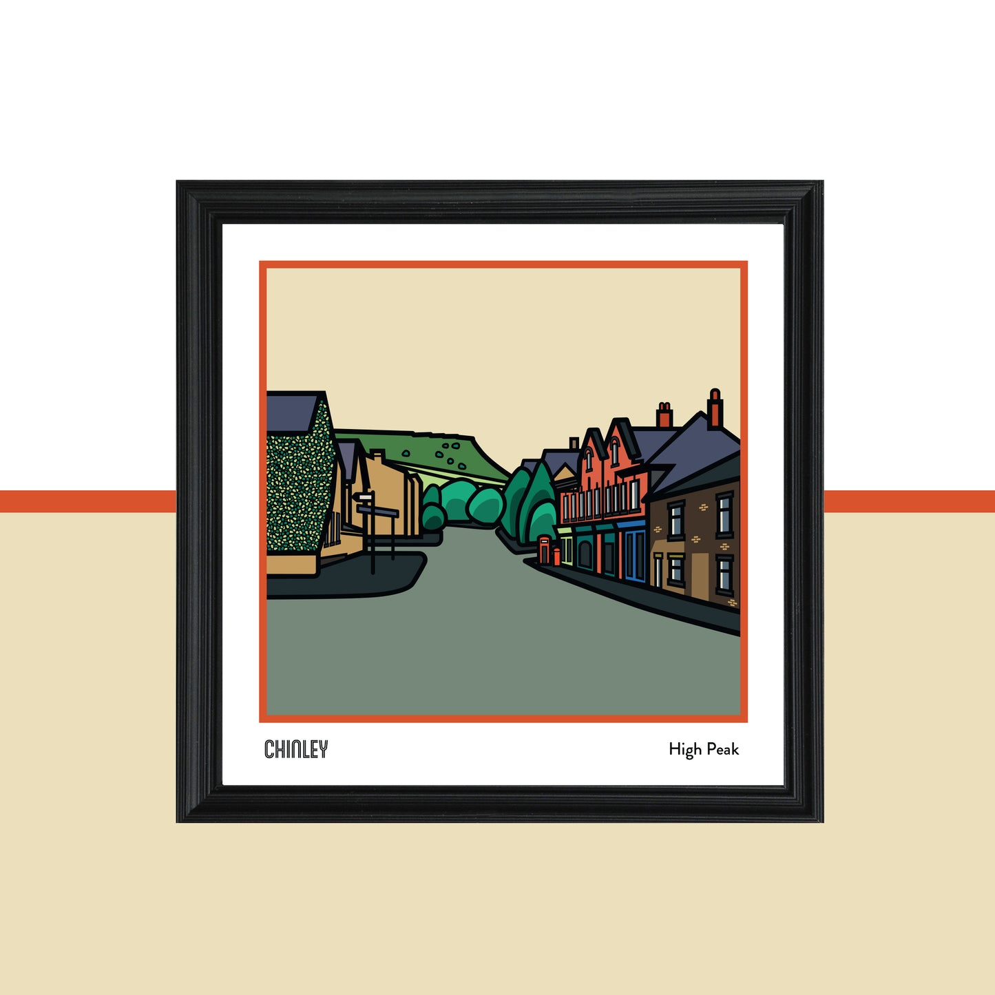 Chinley High Peak Art Print | Illustrated Travel Poster