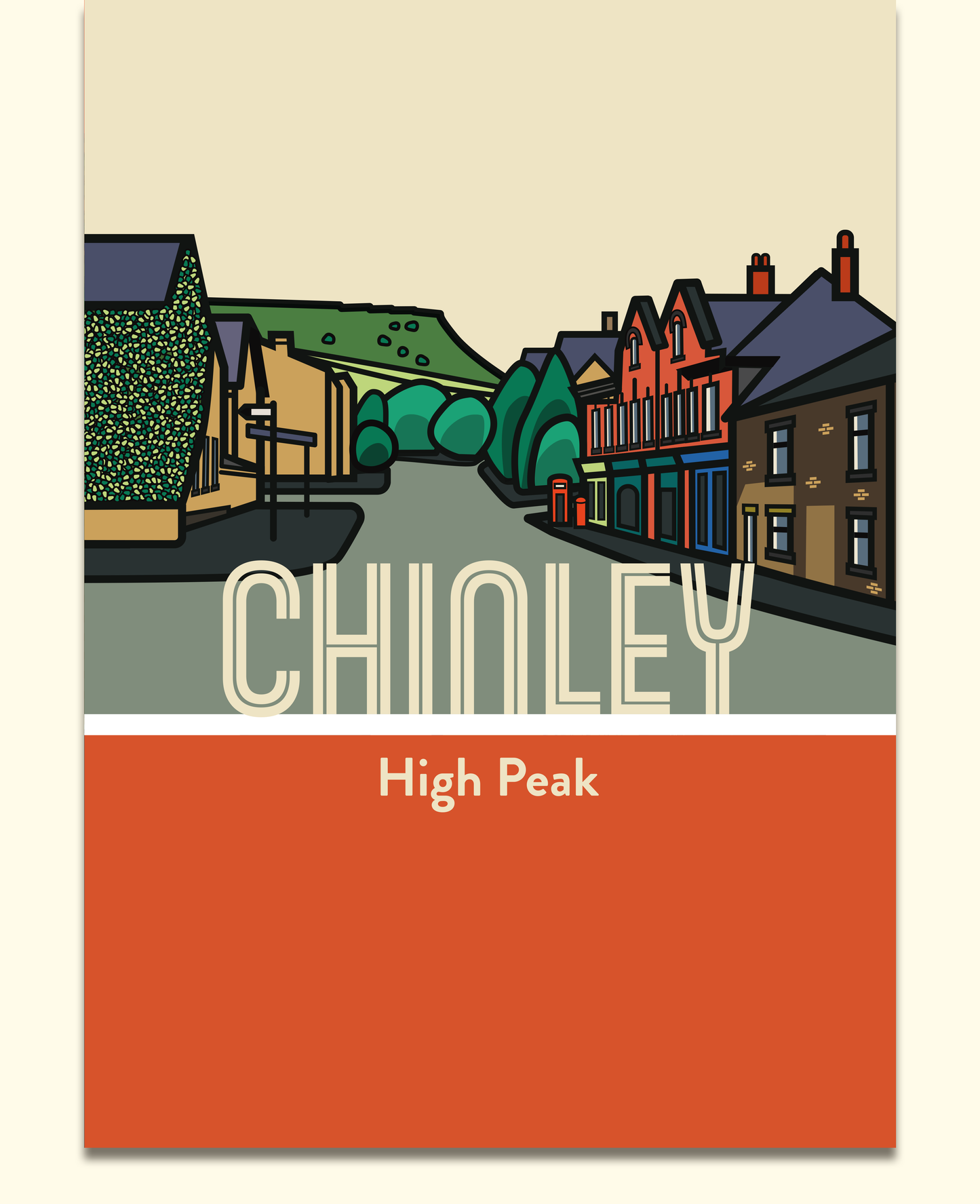 Chinley High Peak Art Print | Illustrated Travel Poster