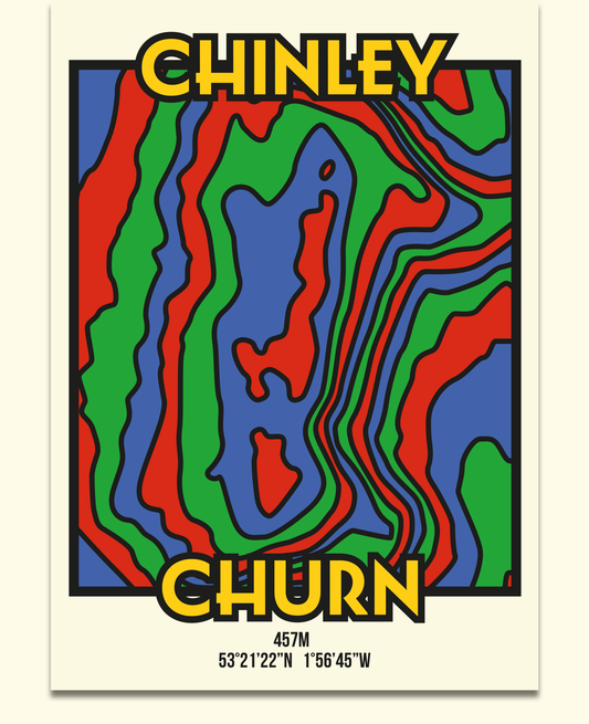 Chinley Churn High Peak Art Print | Illustrated Topographic Contour Map Poster
