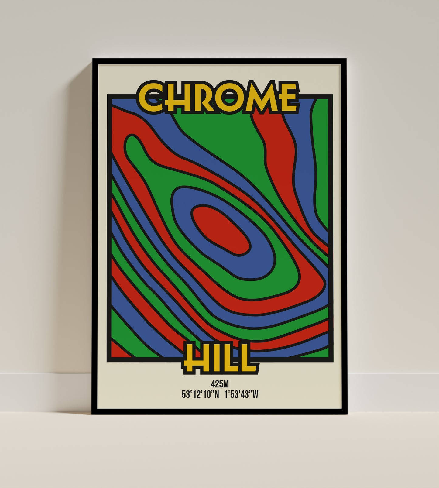 Chrome Hill The Dragon's Back Peak District Art Print | Illustrated Topographic Contour Map Poster