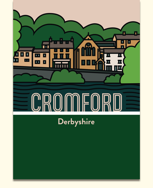 Cromford Derbyshire Dales Art Print | Illustrated Travel Poster