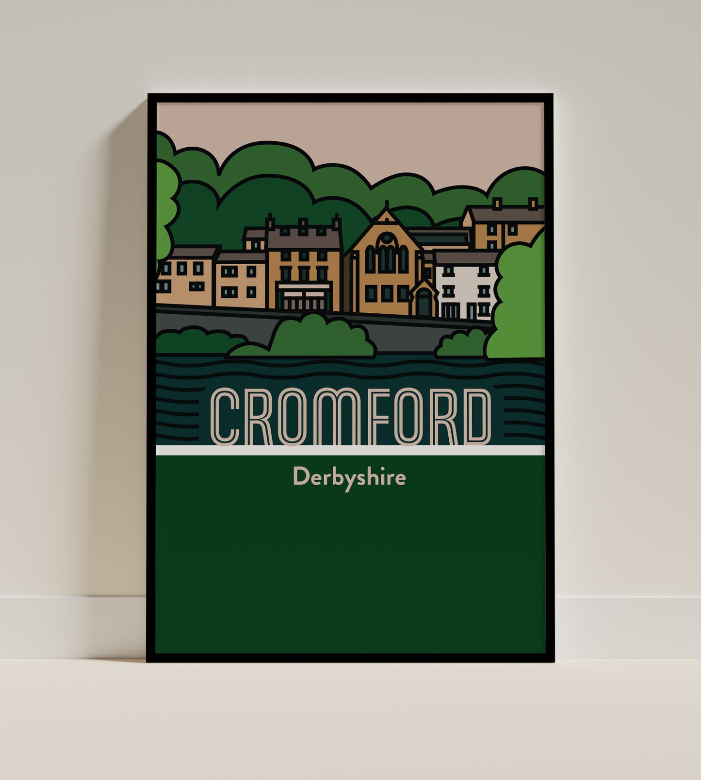 Cromford Derbyshire Dales Art Print | Illustrated Travel Poster