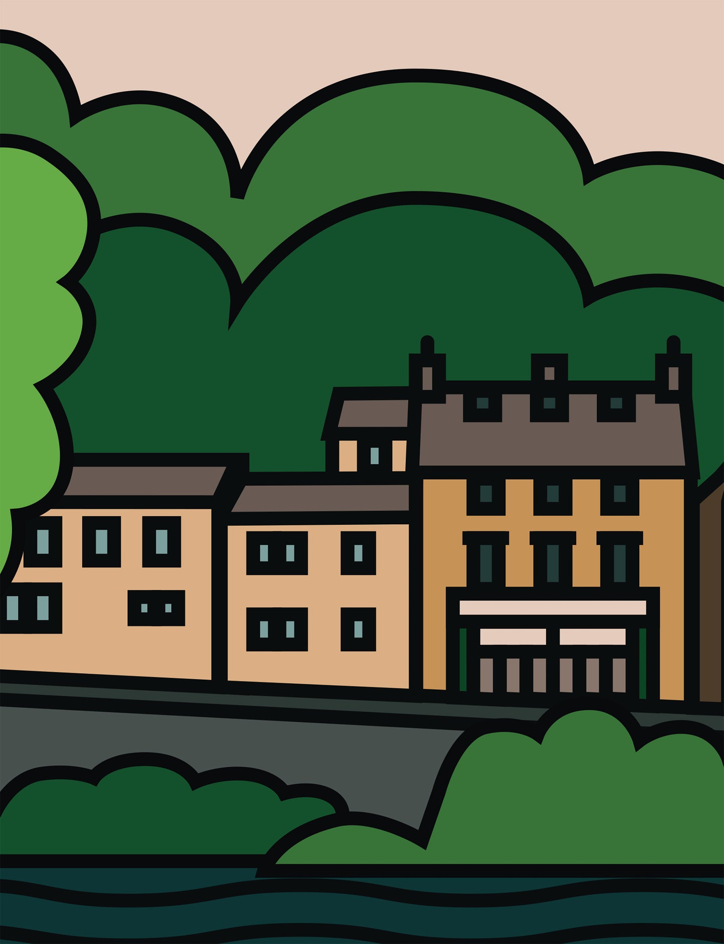 Cromford Derbyshire Dales Art Print | Illustrated Travel Poster
