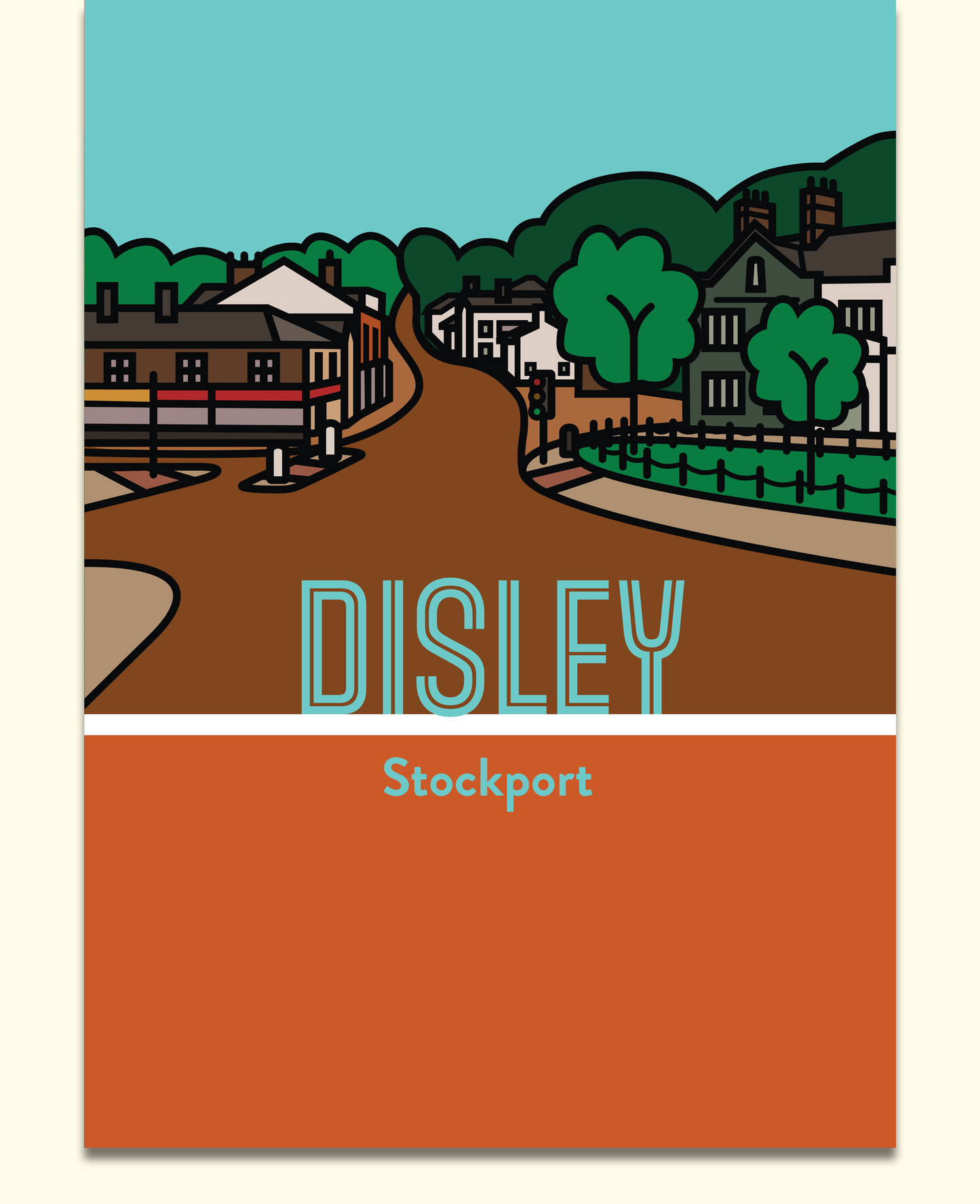 Disley Stockport Art Print | Illustrated Travel Poster