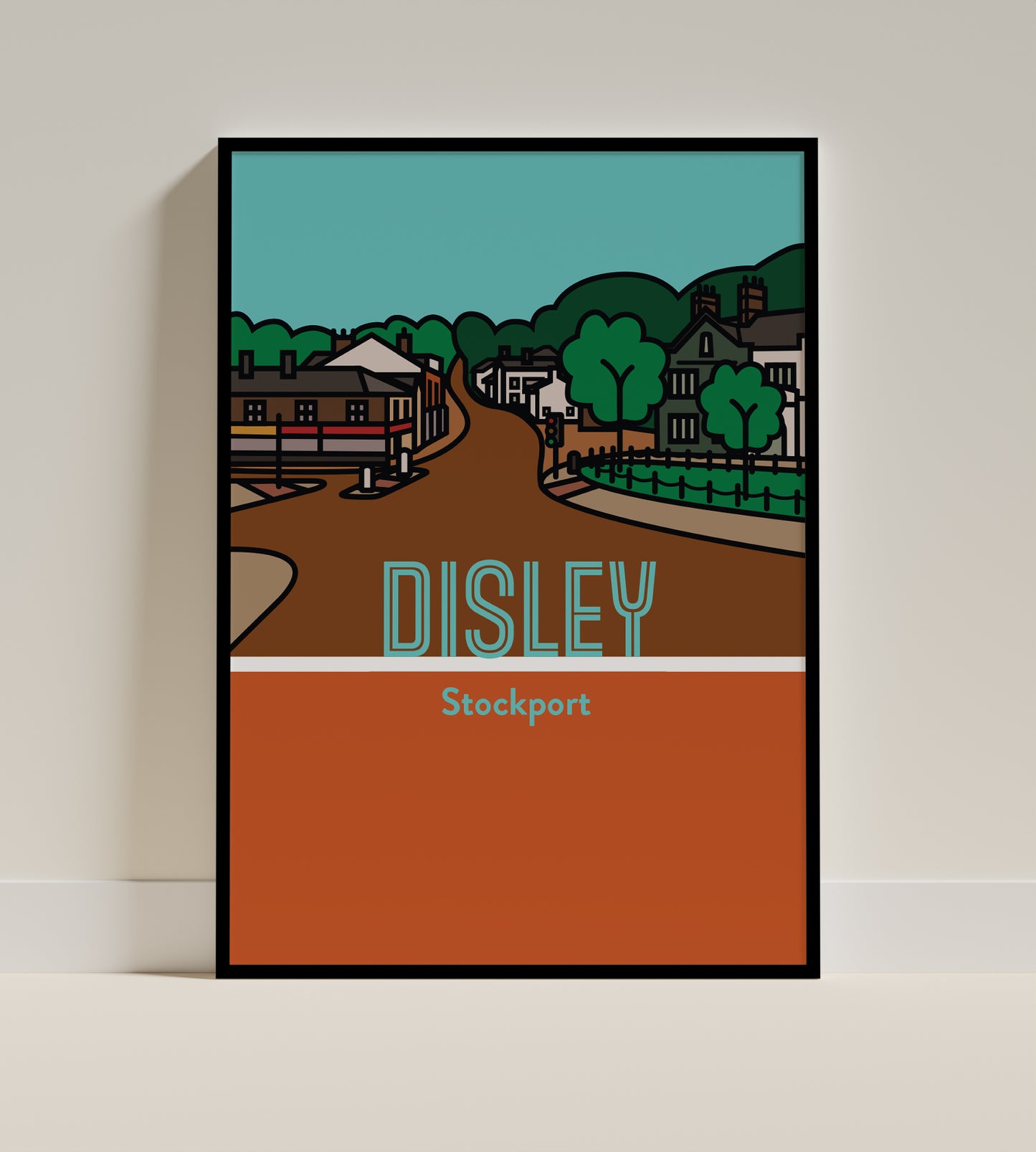 Disley Stockport Art Print | Illustrated Travel Poster