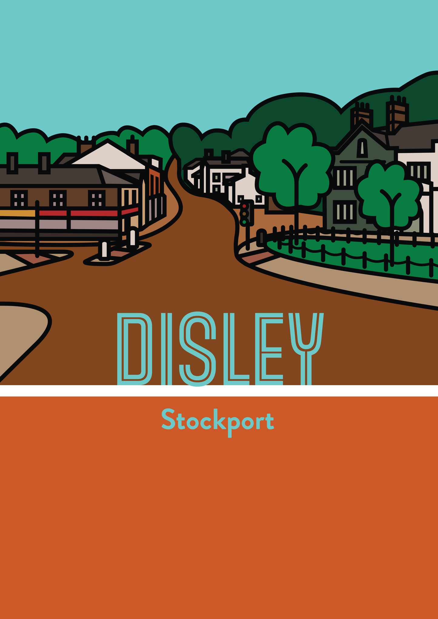 Disley Stockport Art Print | Illustrated Travel Poster