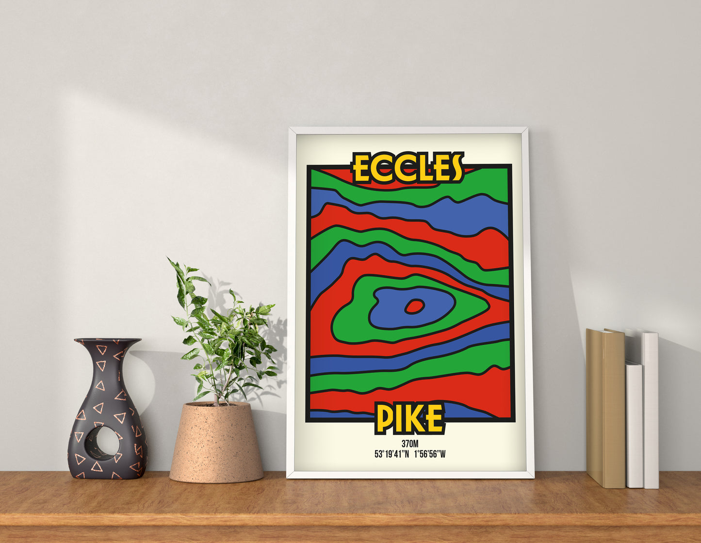 Eccles Pike High Peak Art Print | Illustrated Topographic Contour Map Poster