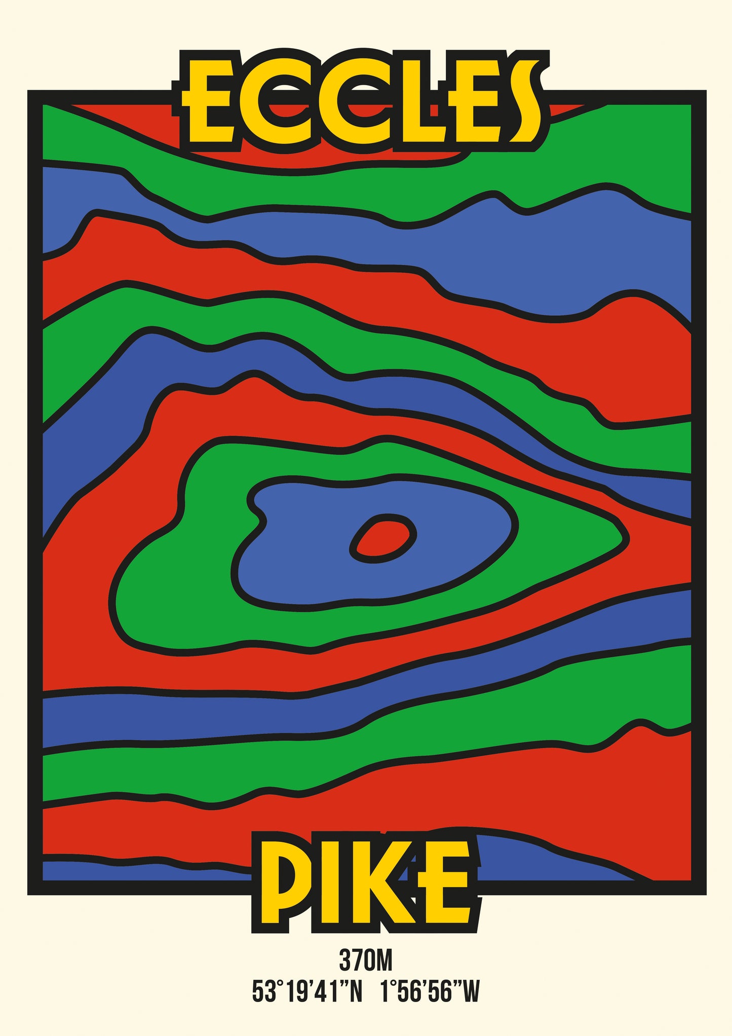 Eccles Pike High Peak Art Print | Illustrated Topographic Contour Map Poster