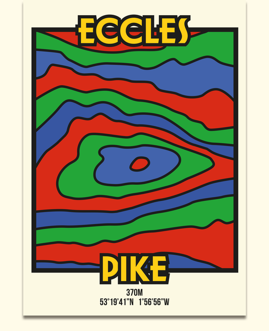 Eccles Pike High Peak Art Print | Illustrated Topographic Contour Map Poster