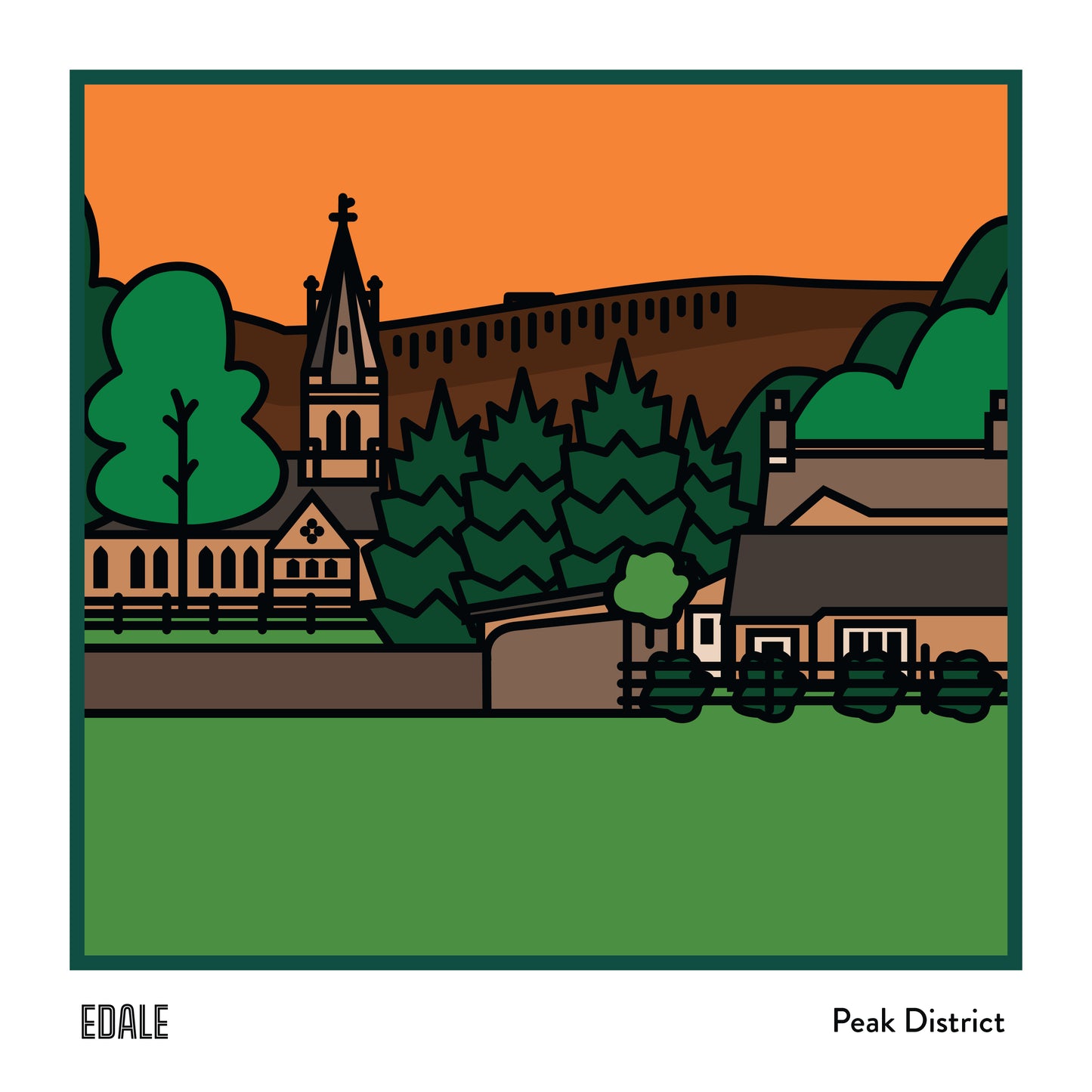 Edale Peak District Art Print | Illustrated Travel Poster