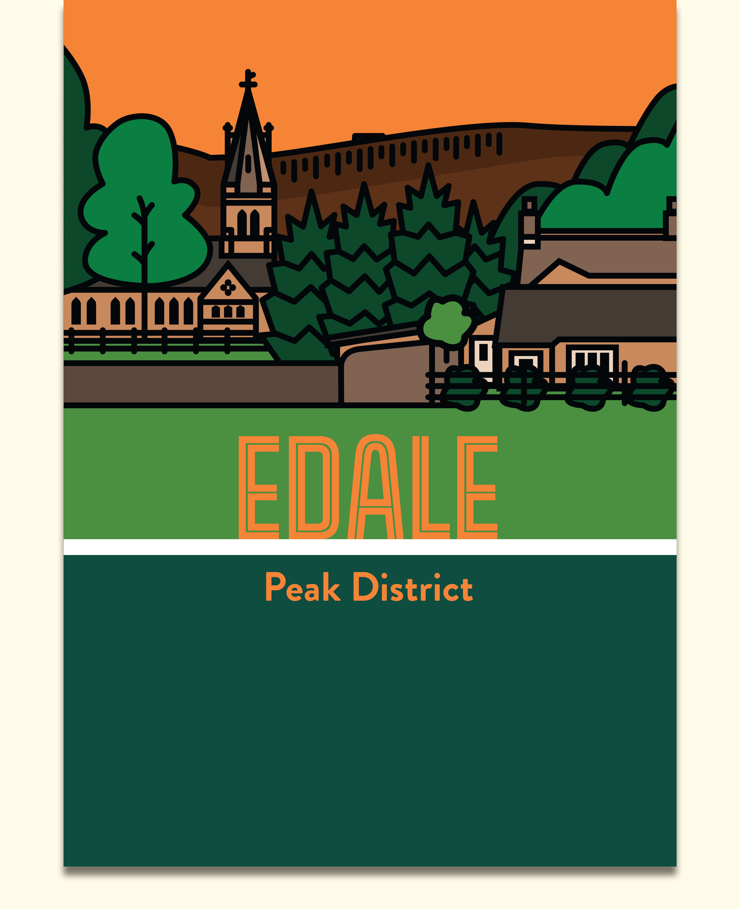 Edale Peak District Art Print | Illustrated Travel Poster