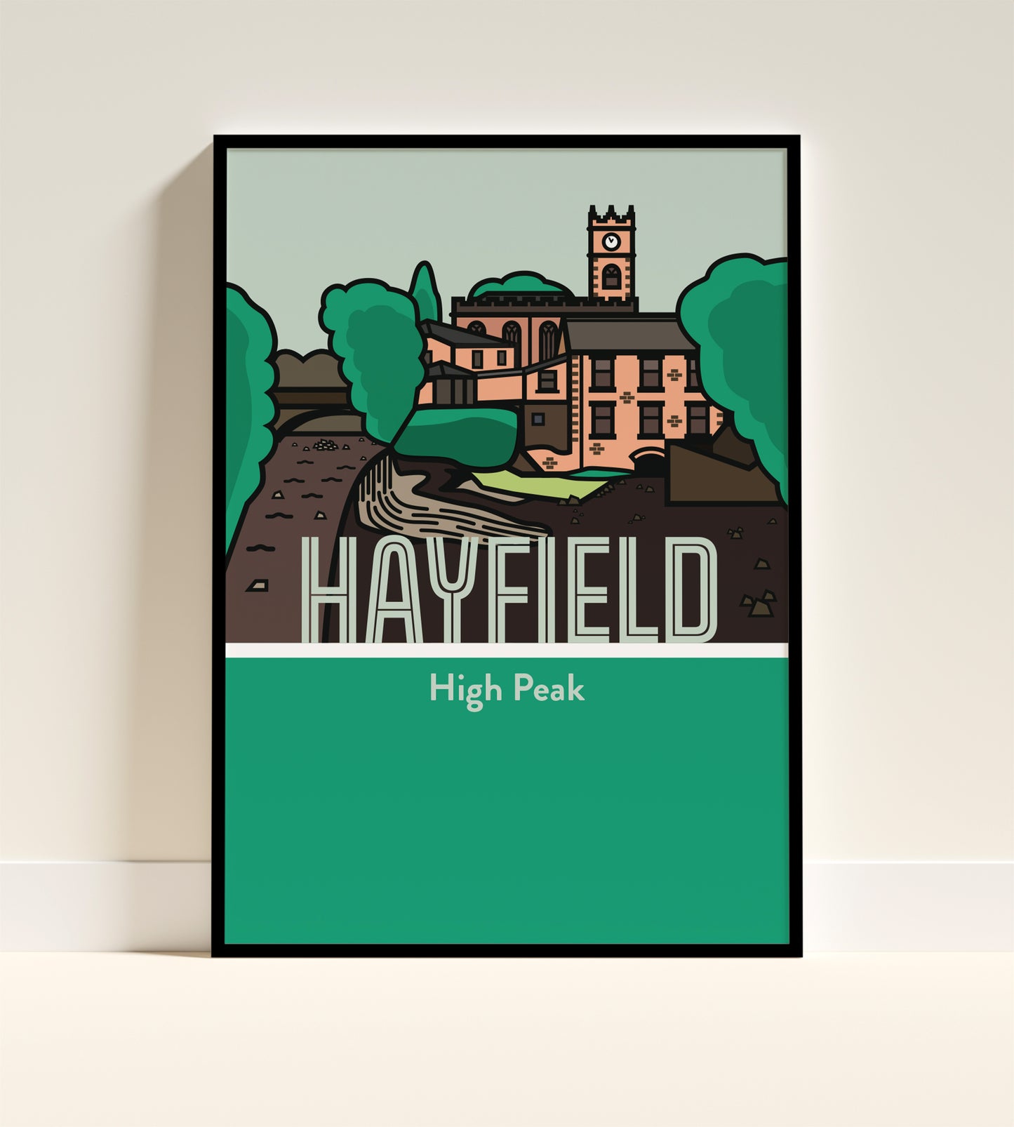 Hayfield High Peak Art Print | Derbyshire Travel Poster
