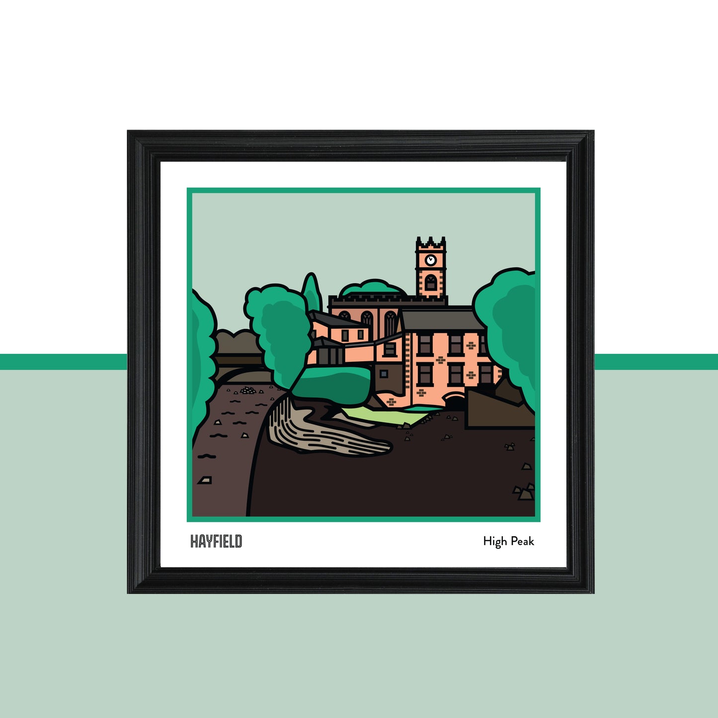 Hayfield High Peak Art Print | Derbyshire Travel Poster